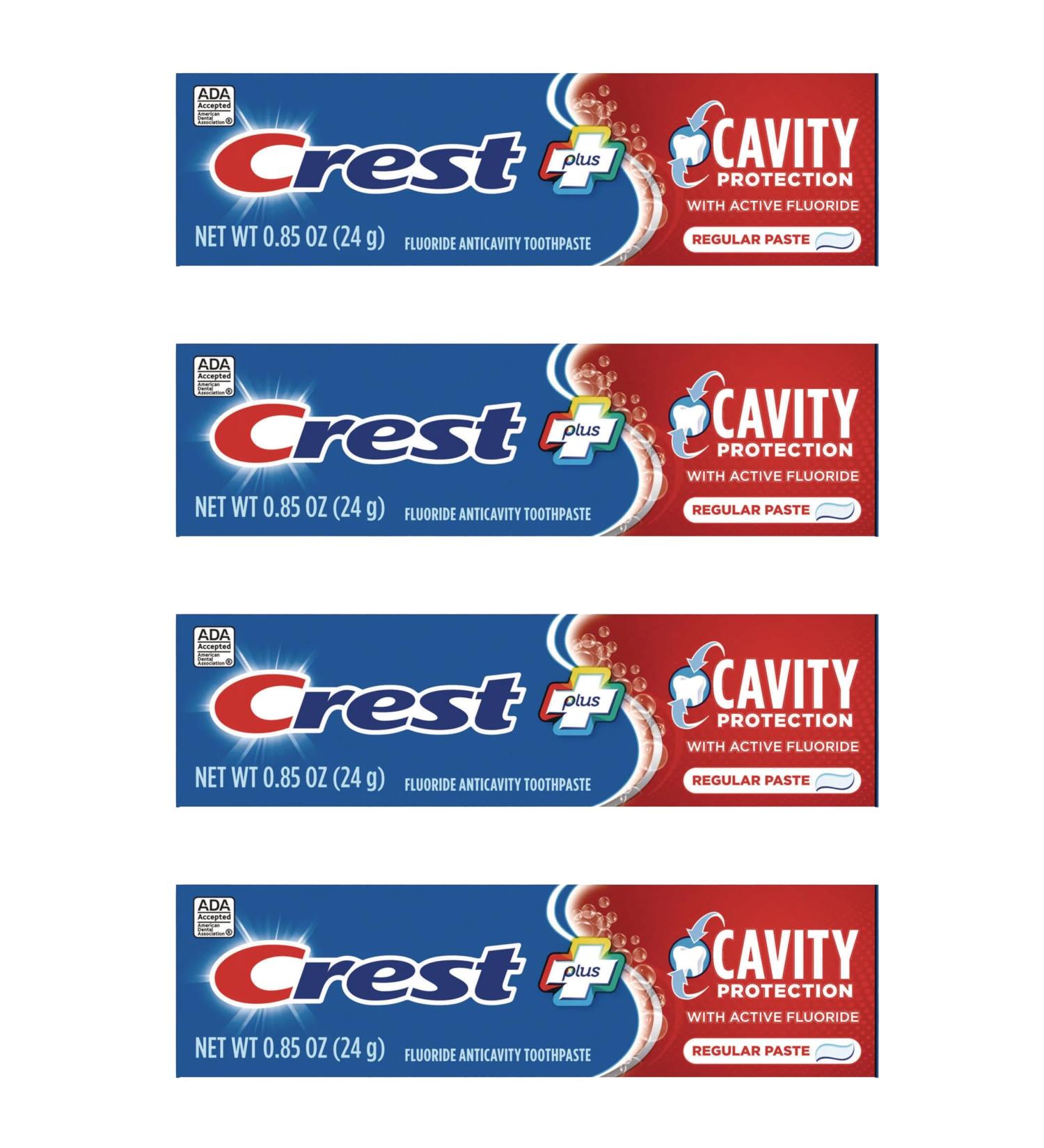 Crest Cavity Protection Regular Toothpaste Travel Size .85 oz. (24g) - Pack of 4 Mint 0.85 Ounce (Pack of 4) - Buy Online on GoSupps.com