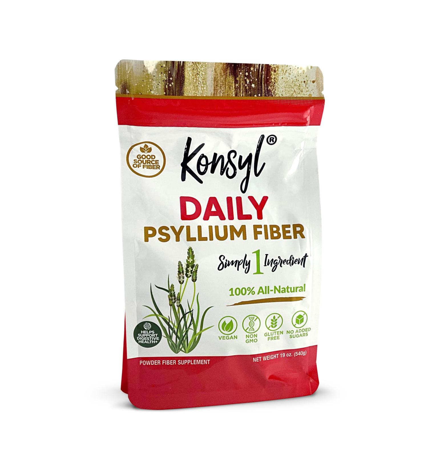 Konsyl Daily Psyllium Fiber Powder | 100% All-Natural Psyllium Husk for Gut & Digestive Health | No Sugar No Fillers 90 Servings (540g) 1.19 Pound (Pack of 1) Bag - Buy Online on GoSupps.com