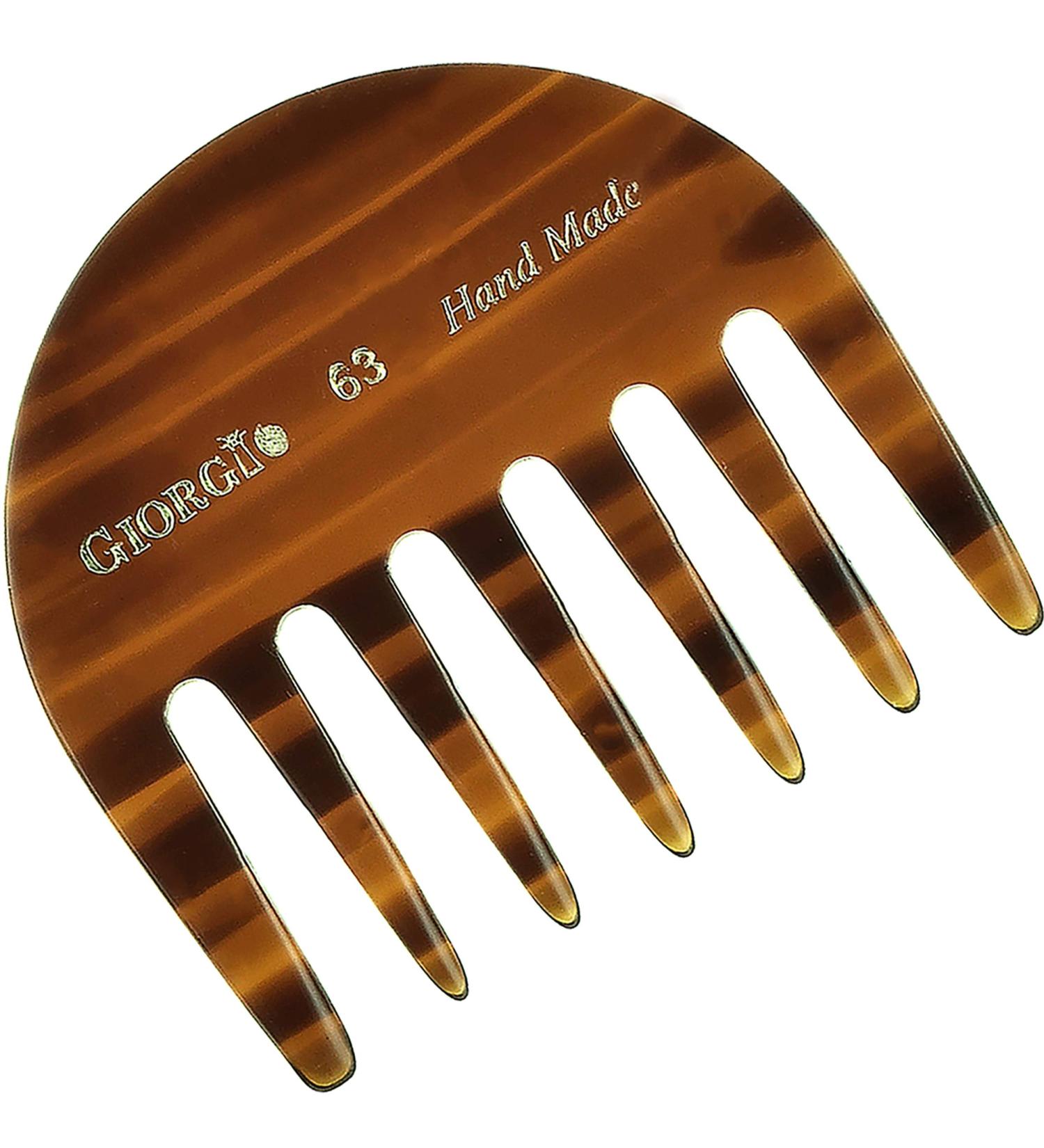 Giorgio G63 Small Travel Purse Hair Detangling Comb - Wide Tooth Comb for Curly Hair - Handmade of Cellulose - Tortoiseshell Finish - Ideal for Wet and Dry Hair Care - Buy Online on GoSupps.com
