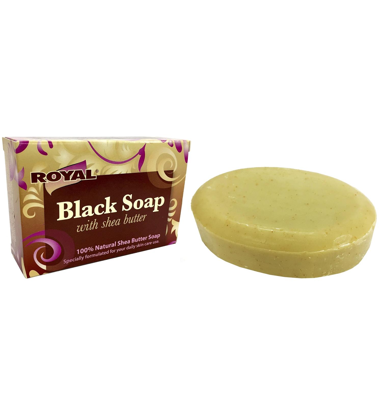 Black Soap with 100% Natural Shea Butter by Royal - Best Treatment For Stretch Marks Wrinkles and Dry Skin - Buy Online on GoSupps.com
