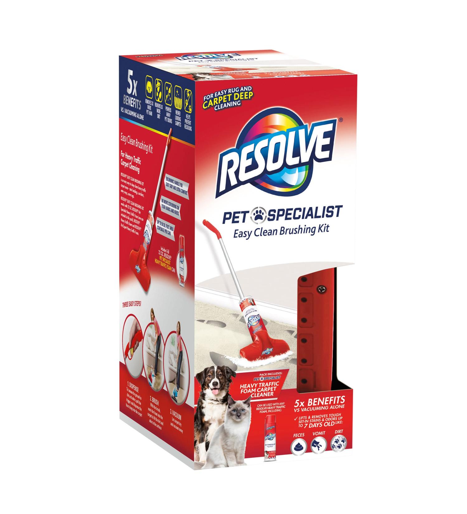 Resolve Pet Specialist Easy Clean Brushing Kit with Heavy Traffic Foam Carpet Cleaner 22oz - Buy Online on GoSupps.com