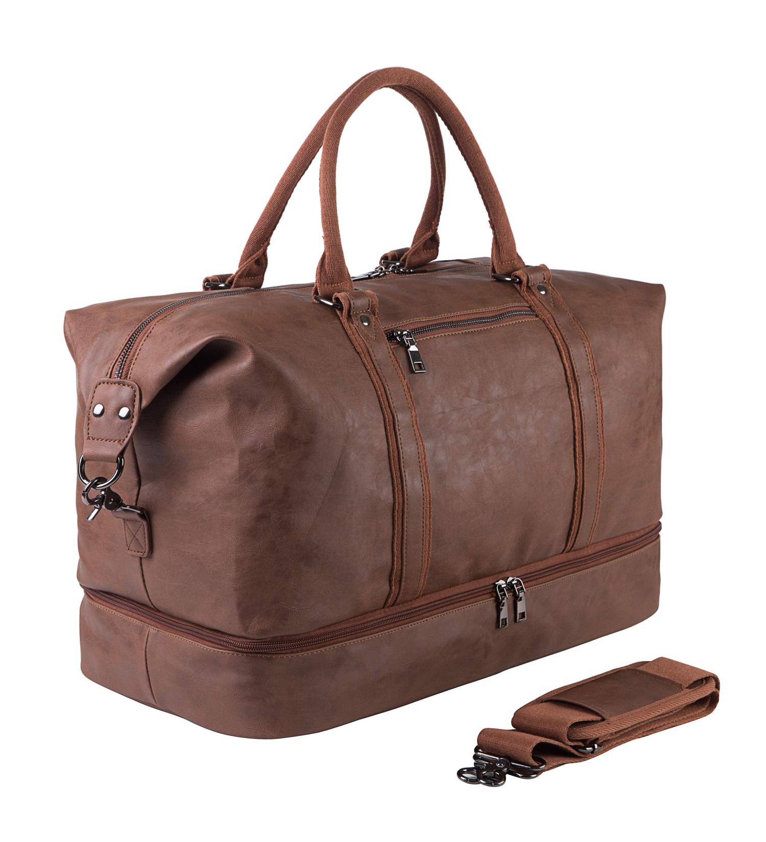 Waterproof Leather Travel Bag with Shoe Pouch - Large Weekender Duffel for Men or Women, Brown - Buy Online on GoSupps.com