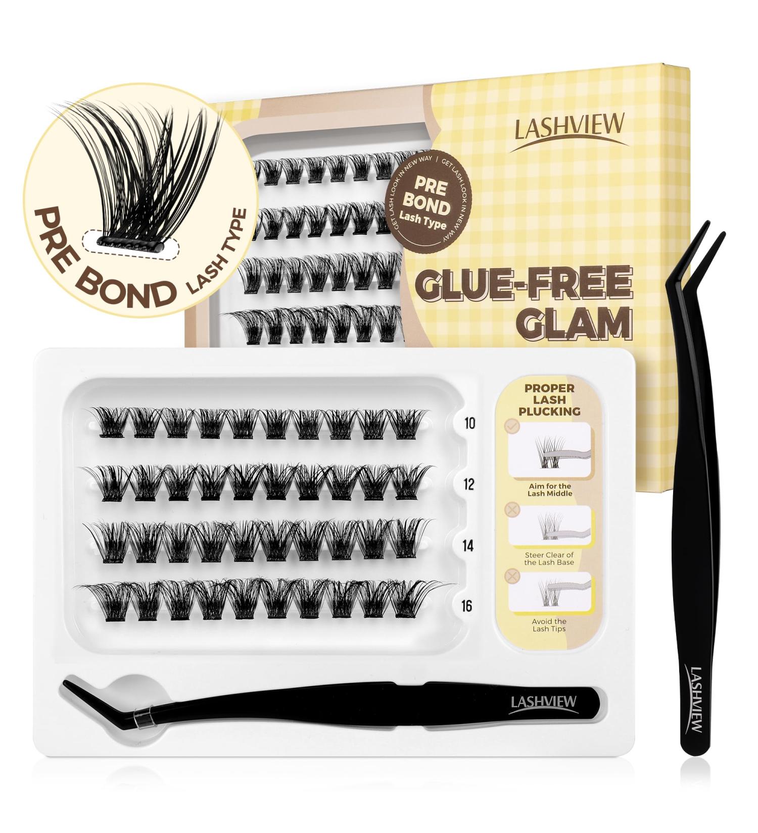 Buy LASHVIEW Self Adhesive Lash Clusters - No Glue Needed DIY Eyelash Extension Kit (10-16mm) with Tweezers | International Shipping Available - Buy Online on GoSupps.com