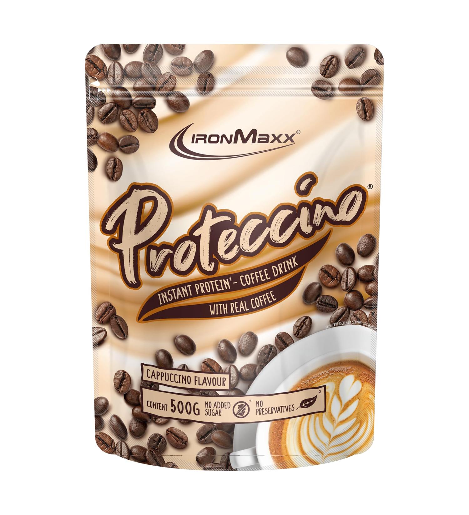 IronMaxx Proteccino - Cappuccino 500g | Caf prot in avec extrait de caf r el et caf ine | Sans ajout de sucre ni conservateurs Cappuccino 500g Sac - Buy Online on GoSupps.com