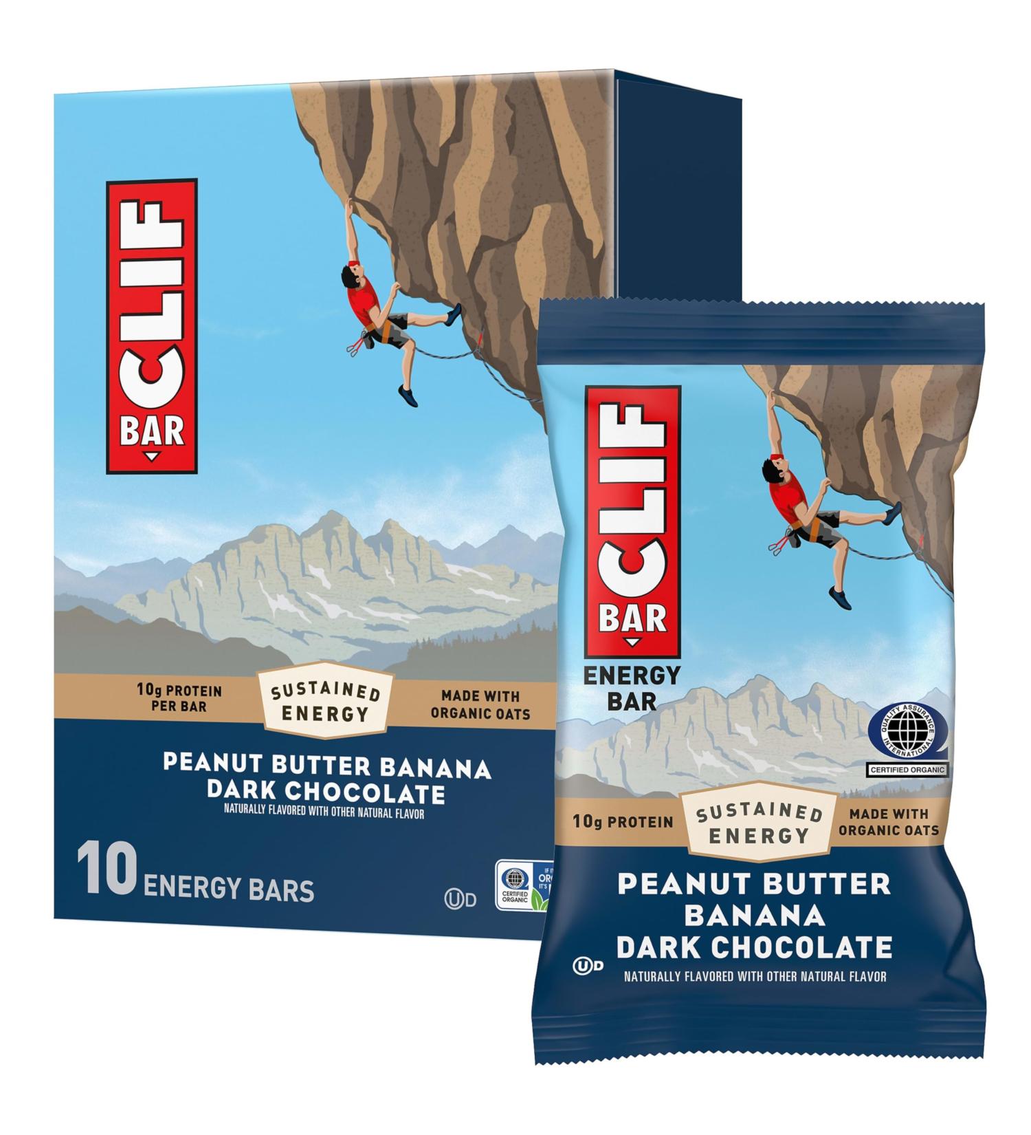 CLIF BAR - Energy Protein Bars - Peanut Butter Banana with Dark Chocolate - Made with Organic Oats - Energy Bars - Non-GMO - (10 Pack) - Buy Online on GoSupps.com