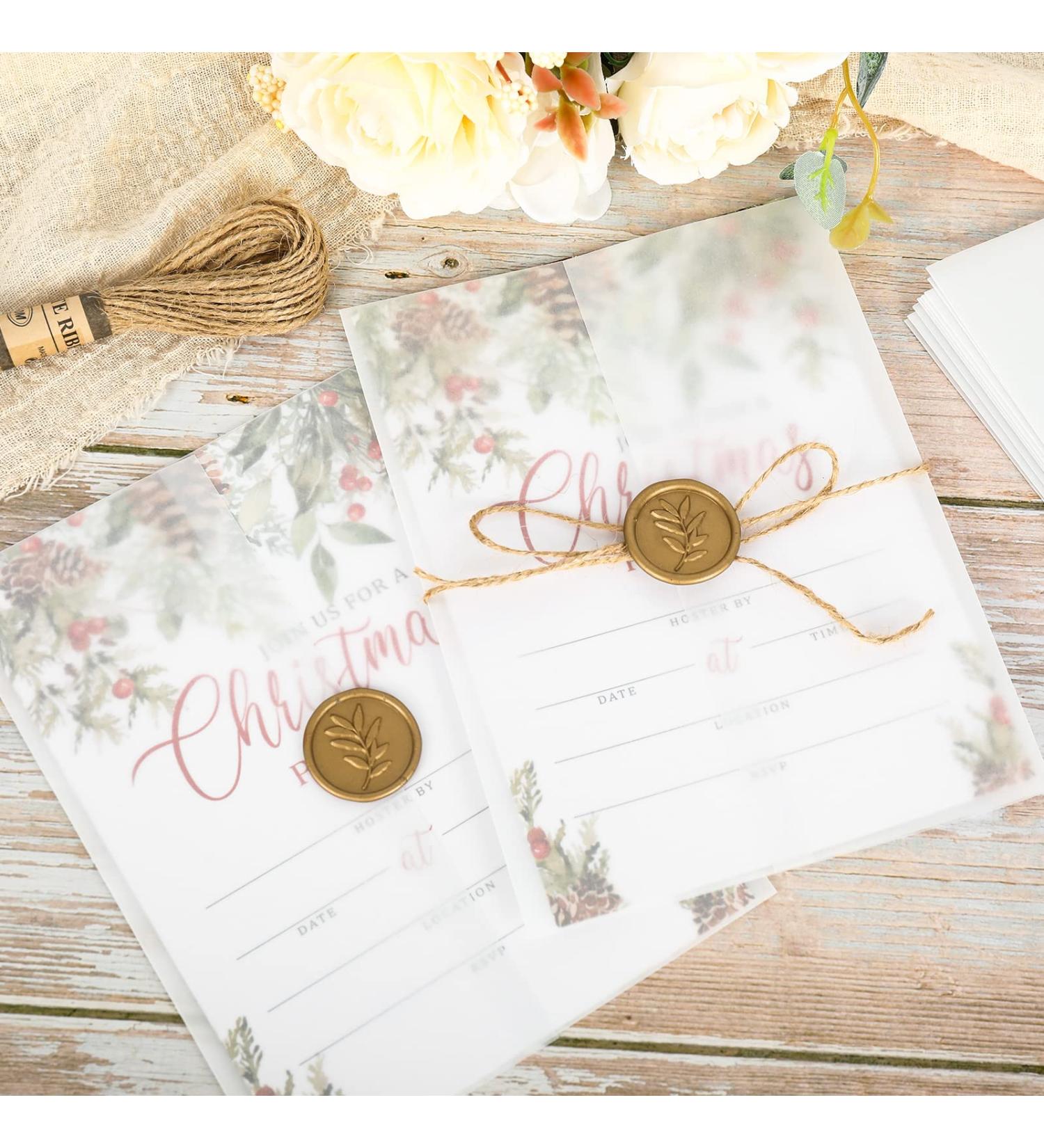 Whaline 150 Pack Pre-Folded Vellum Jackets Transparent Invitations Jacket Clear Vellum Sleeve Suit Vellum Invitations Wraps for Wedding Baby Shower Birthday Party Invitations Supplies - Buy Online on GoSupps.com