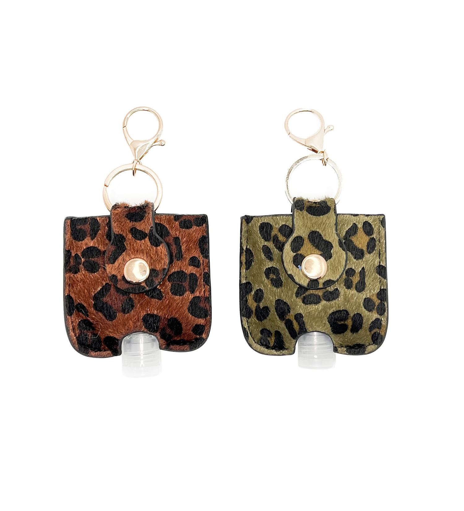 Leopard Print Travel Size Hand Sanitizer Gel Holders in Vegan Leather (Set of 2) - Moss & Rust - Buy Online on GoSupps.com