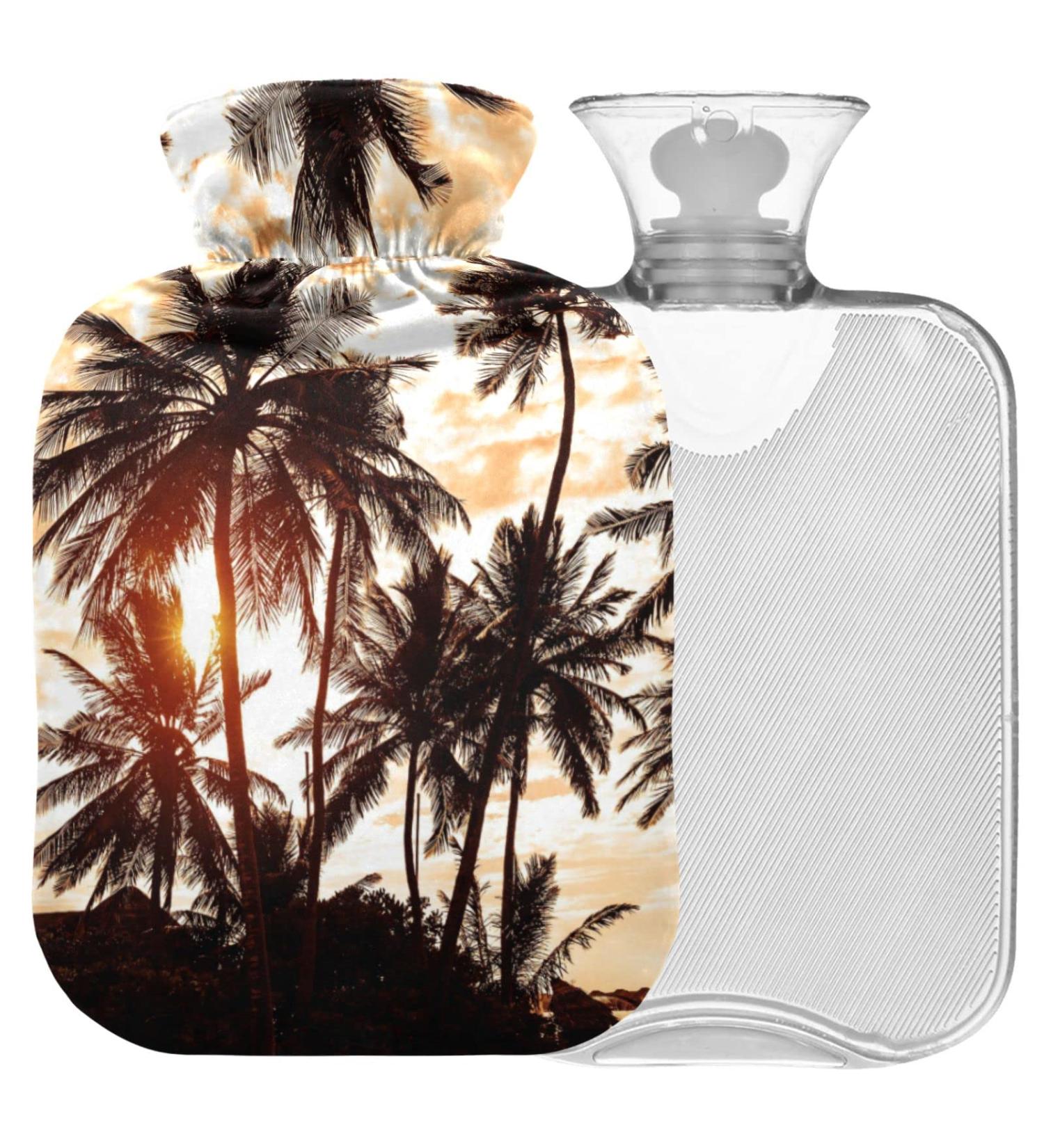 NAANLE 1L Hot Water Bottle with Tropical Beach Palms Cover - Pain Relief for Menstrual Cramps & Heat Therapy - Buy Online on GoSupps.com
