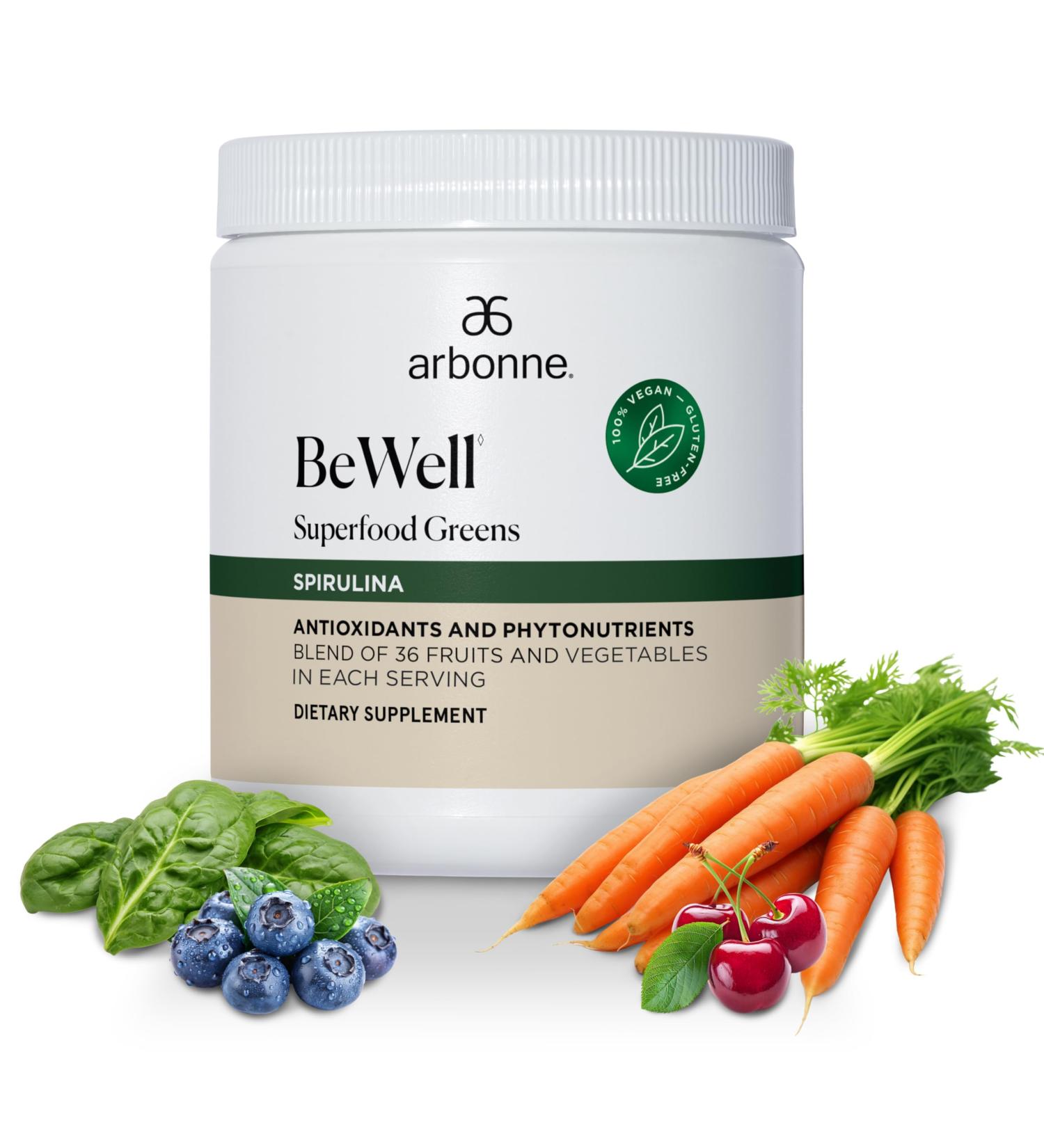 Arbonne BeWell Superfood Greens Powder - Health Supplement Powder Made from a Variety of Fruits and Vegetables Organic Green Juice Supplement 7.8 oz - Buy Online on GoSupps.com
