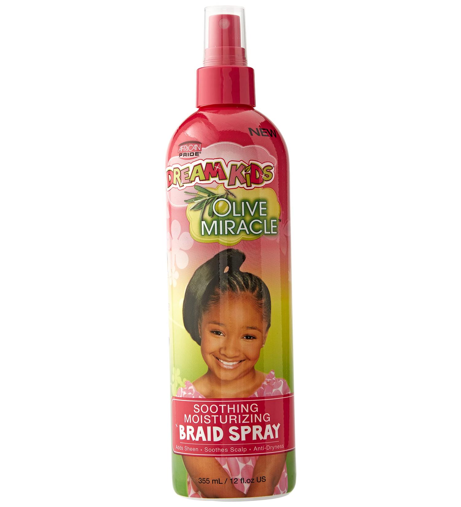 African Pride Dream Kids Olive Miracle Moisturizing Braid Spray 12 Oz - Strengthens & Protects Hair for Braids, Twists, Locks & Natural Styles - Buy Online on GoSupps.com