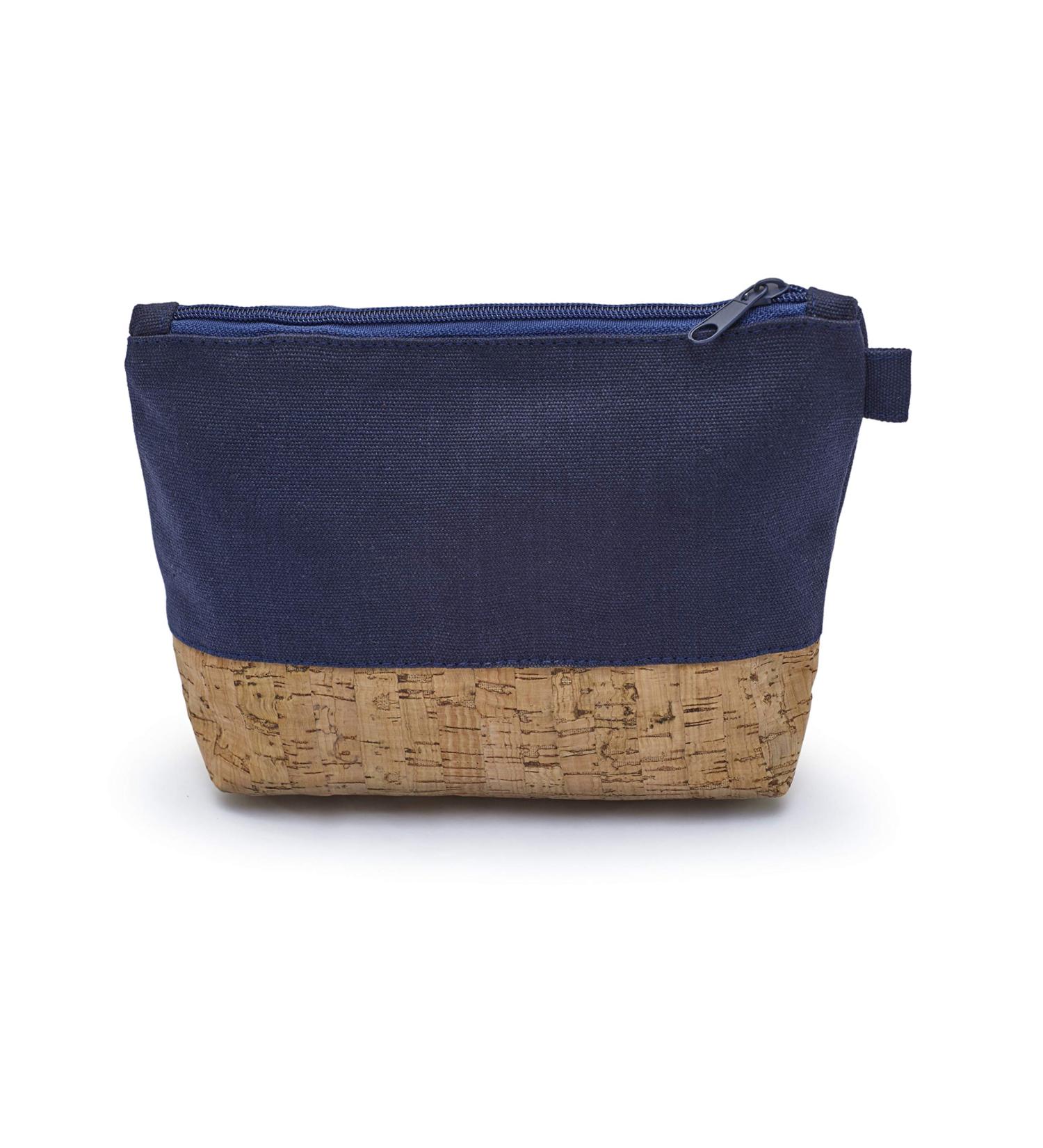 Shop Leon by Bers Cotton Makeup Bag | Stylish Cork & Navy Blue Toiletry Bag | Perfect Cosmetic Organizer for Travel - Buy Online on GoSupps.com