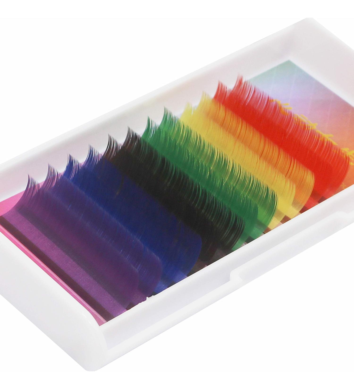 Vayator 0.15 D Curl Individual Colored Eyelash Extensions in Purple Blue Brown Green Red Yellow False Mink Lashes - 14mm - Buy Online on GoSupps.com