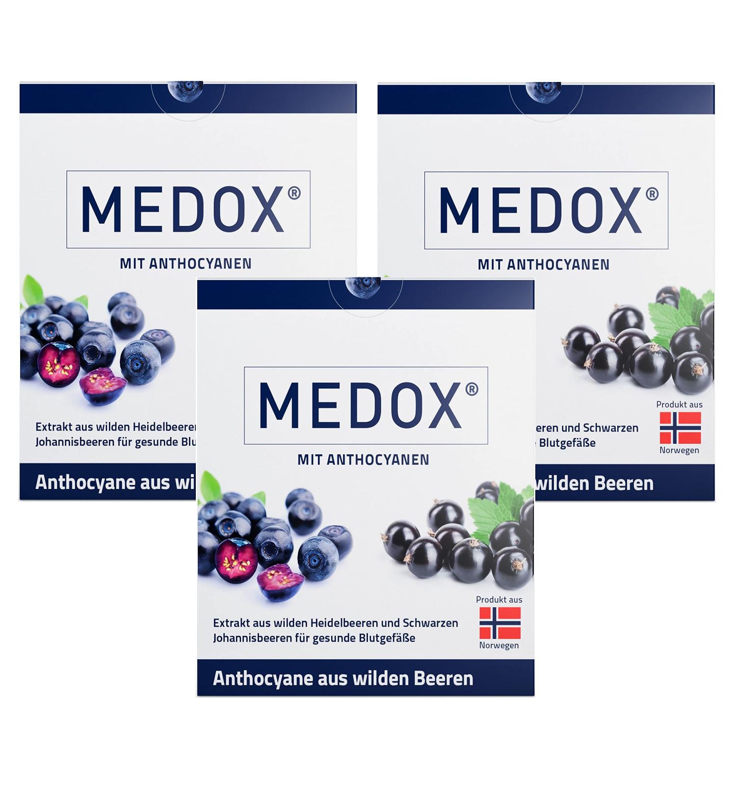 Buy 3 Sack Medox Vegan Supplements - Wild Blueberries & Black Currants - 80 mg Anthocyanins Per Capsule for Healthy Blood Vessels - International Shipping Available - Buy Online on GoSupps.com