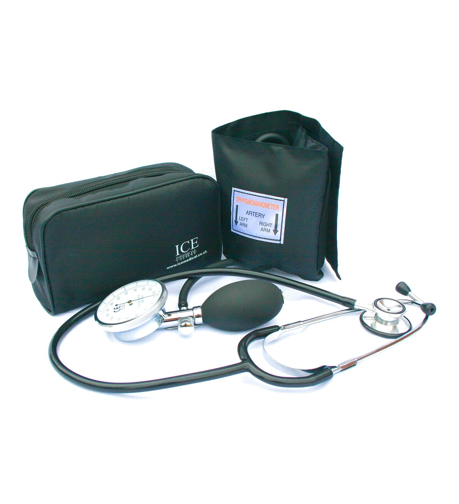 Aneroid Sphygmomanometer with 1 Adult Cuff and Black Stethoscope - Blood Pressure Monitor Kit - Buy Online on GoSupps.com