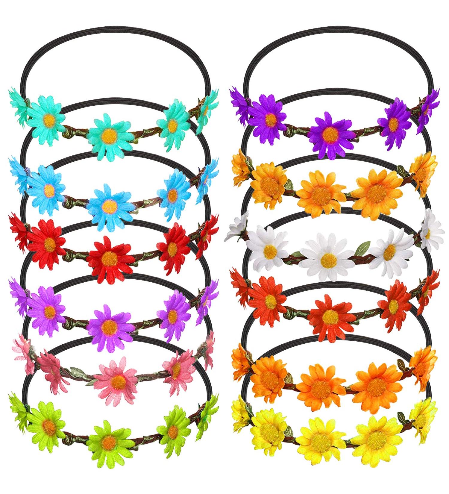 FEPITO 12-Piece Multicolor Flower Headband Garland - Bohemian Flower Crown for Women & Girls | International Shipping Available - Buy Online on GoSupps.com