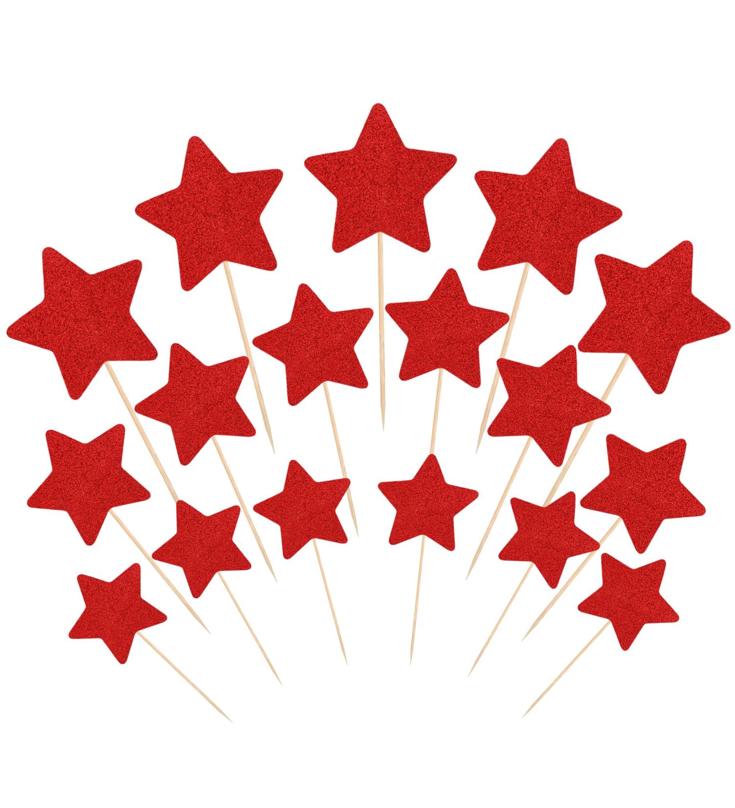 UXYOKM 36Pcs Little Star Cupcake Toppers Glitter Twinkle Star Cupcake Picks Birthday Wedding Engagement Baby Shower Party Cake Decorations Supplies 3 Size - Red - Buy Online on GoSupps.com