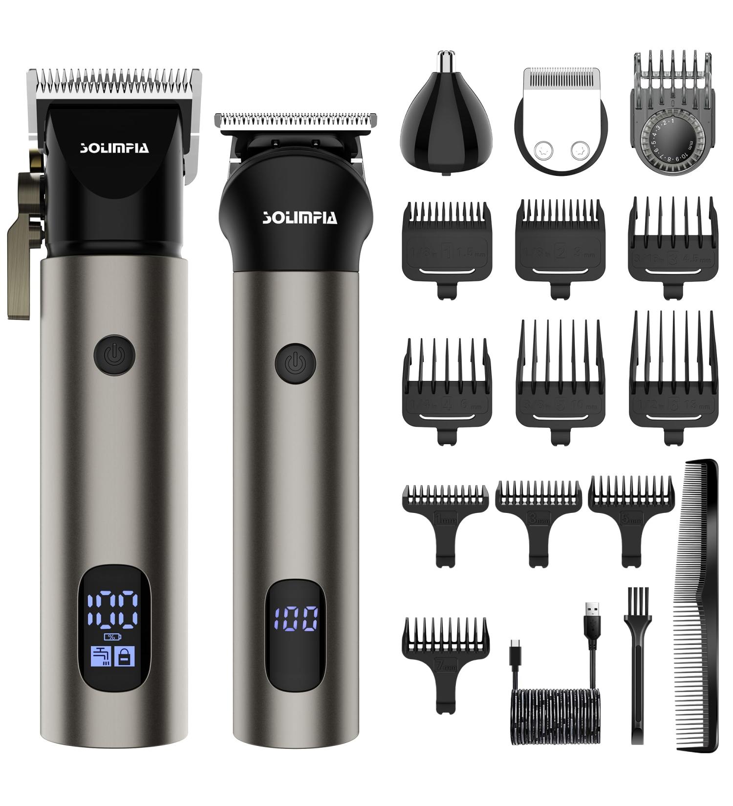 SOLIMPIA Professional Hair Clippers & Grooming Kit for Men | 3-in-1 Cordless Trimmer Shaver & Nose Hair Trimmer | International Shipping Available - Buy Online on GoSupps.com