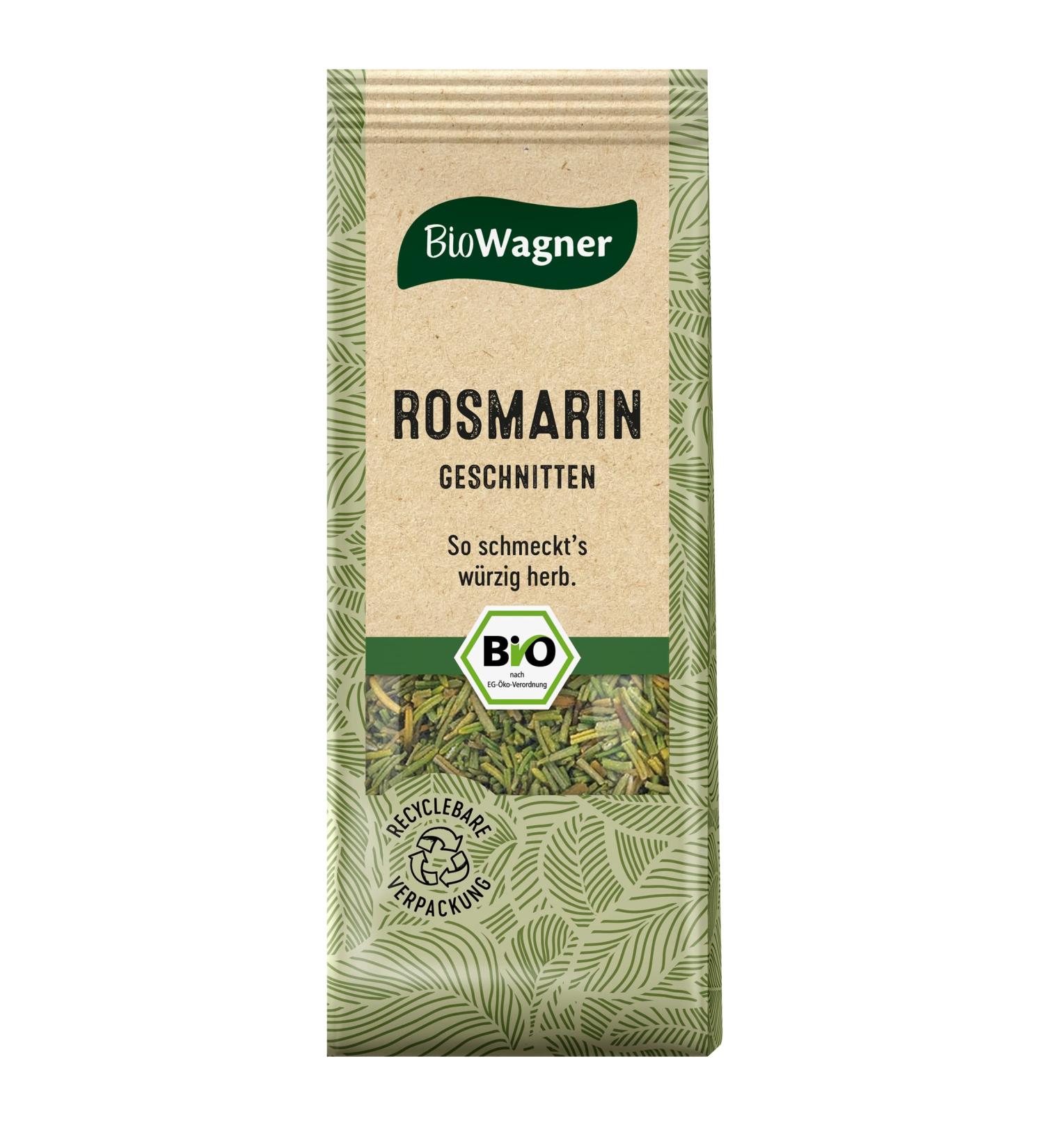 Biowagner - Bio rosemary cut |spicy herbal aroma for mushrooms potato and meat dishes |Natural organic ingredients |Recyclebare packaging |30 g