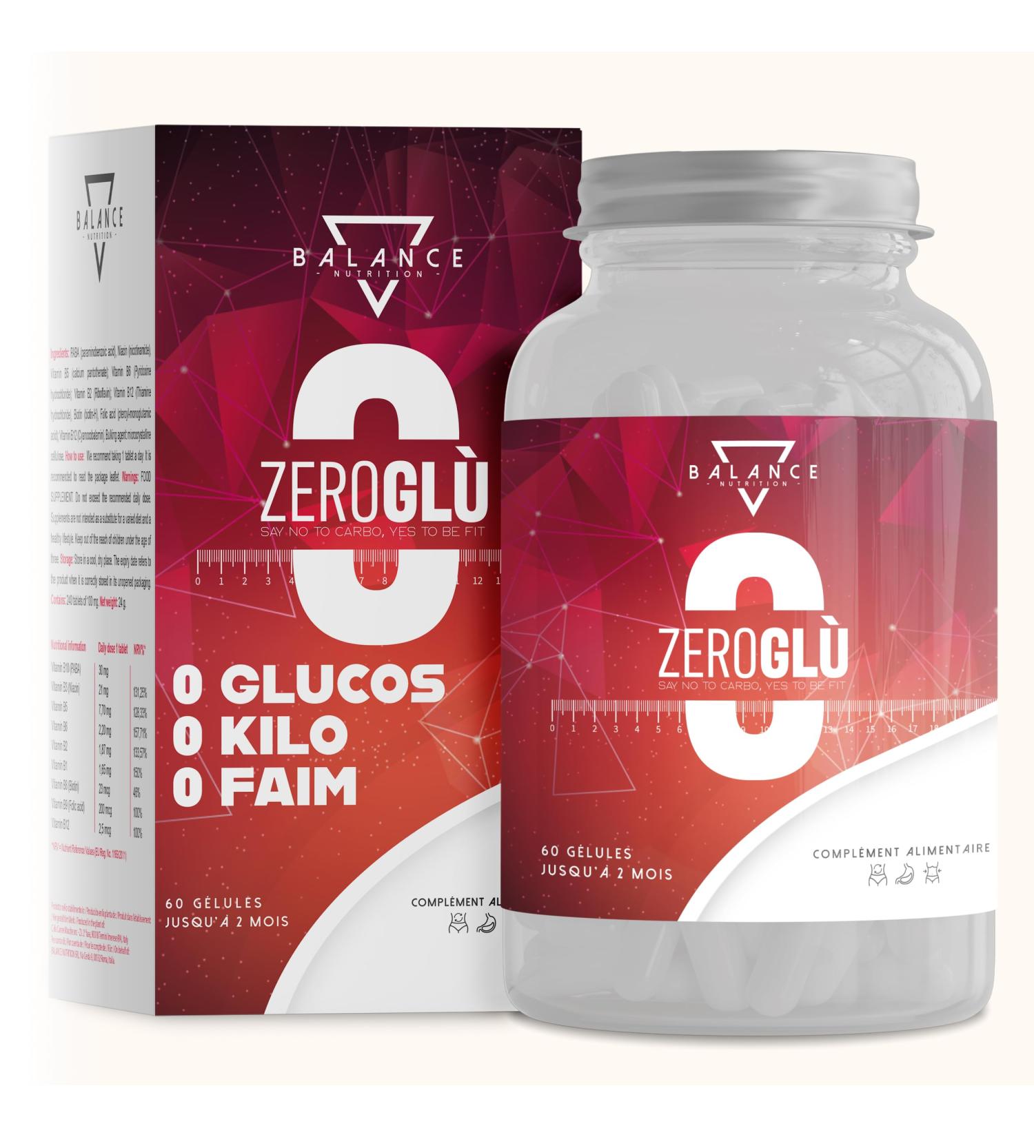 ZEROGLUR - 60 Capsules | Powerful Fat Burner | Hunger Suppressant | Weight Loss | Reduces Sugar Accumulation for Correct Weight Control with BIOPERINE Bean Extract and Piperine - Buy Online on GoSupps.com