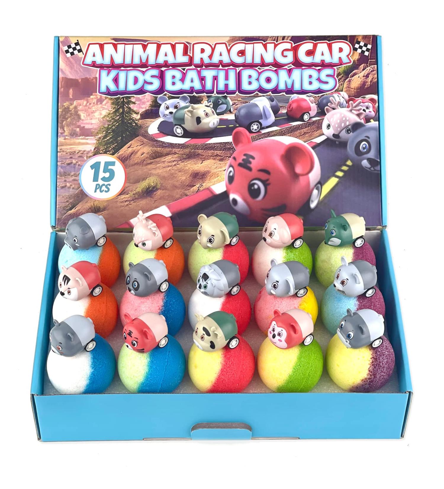 15PCS XL Bath Bombs for Kids | Animal Racing Cars Inside | Gentle & Kid Safe Bubble Bath Fizzies | Birthday Gift for Boys & Girls - Buy Online on GoSupps.com