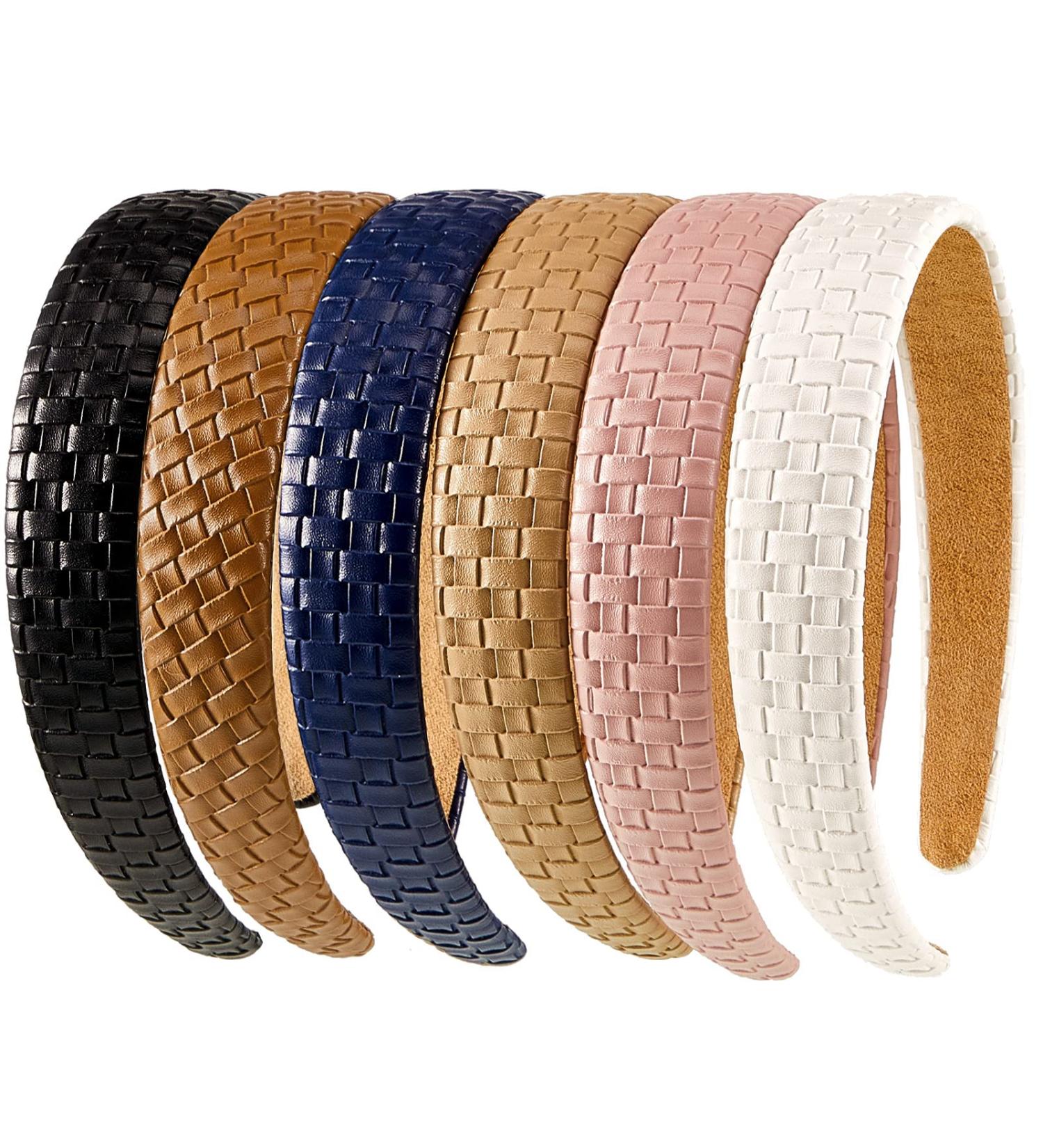 MTLEE 6-Piece Wide Knotted Leather Headbands for Women - Padded Checked Headbands in Black, Brown, Blue, White, Pink, Coffee - Buy Online on GoSupps.com