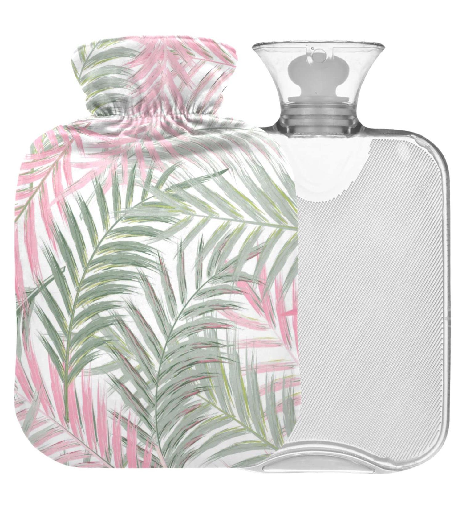 NAANLE Pink Palm Leaf Hot Water Bottle - 1L Heat Bottle for Menstrual Cramps & Pain Relief | Ideal for Hand & Foot Heat Therapy - Buy Online on GoSupps.com