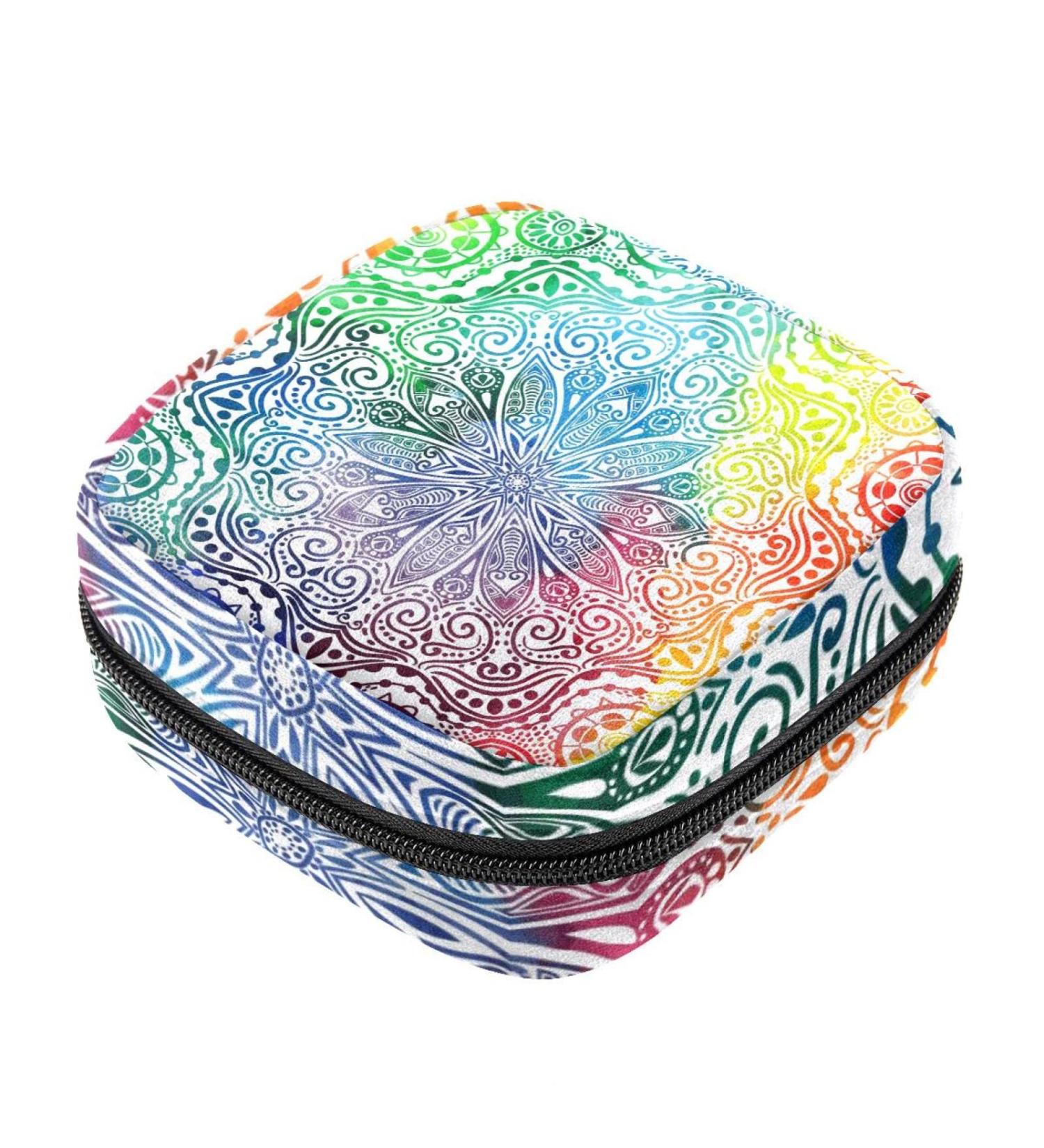 Stylish Women's Napkin Storage Pocket | Flower Mandala Watercolor | Portable Menstrual Cup & Bandage Bags - Perfect for First Periods - Buy Online on GoSupps.com