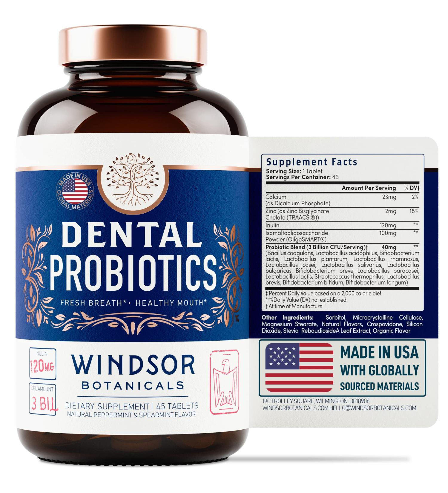 Oral Probiotics for Teeth and Gums - 3BN CFU Lactobacillus - Dental Probiotics for Bad Breath - 45 Breath Mints Tablets - Buy Online on GoSupps.com