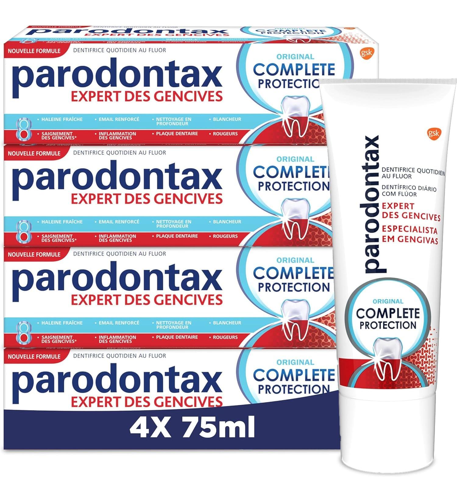 Parodontax Complete Protection Original Toothpaste 8 Benefits Against Occasional Bleeding Gums Pack of 4x75ml - Buy Online on GoSupps.com