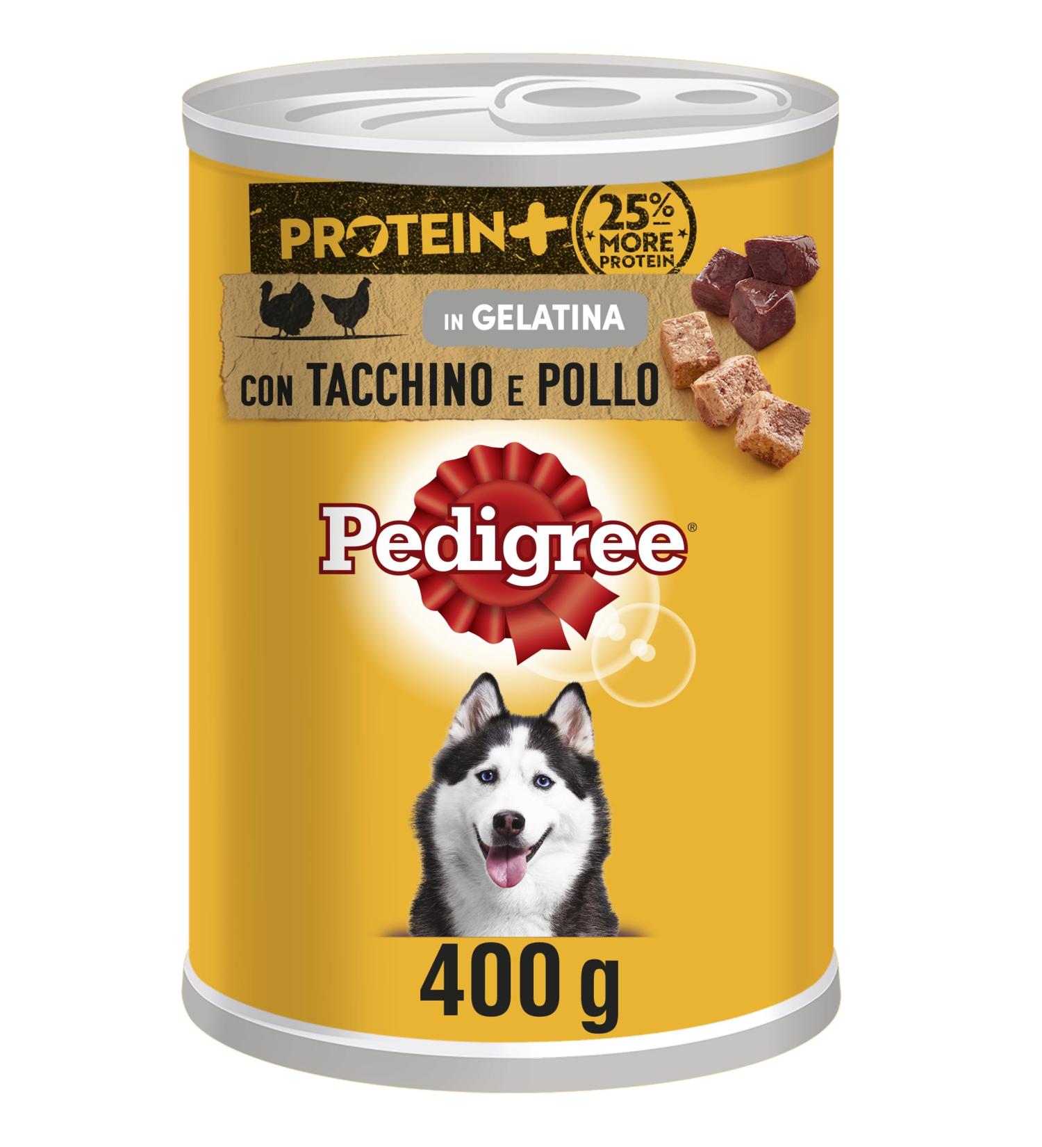 Pedigree Protein + P t with Turkey and Chicken Wet Dog Food 12 cans of 400 g - Buy Online on GoSupps.com