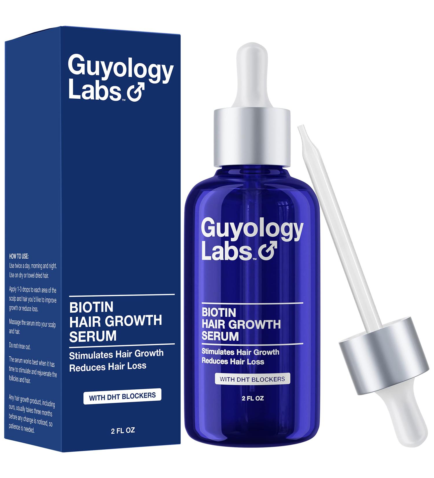 Biotin Hair Growth Serum - DHT Blocker for Men & Women - Anti Thinning & Hair Loss - Made in USA by Guyology Labs - Buy Online on GoSupps.com