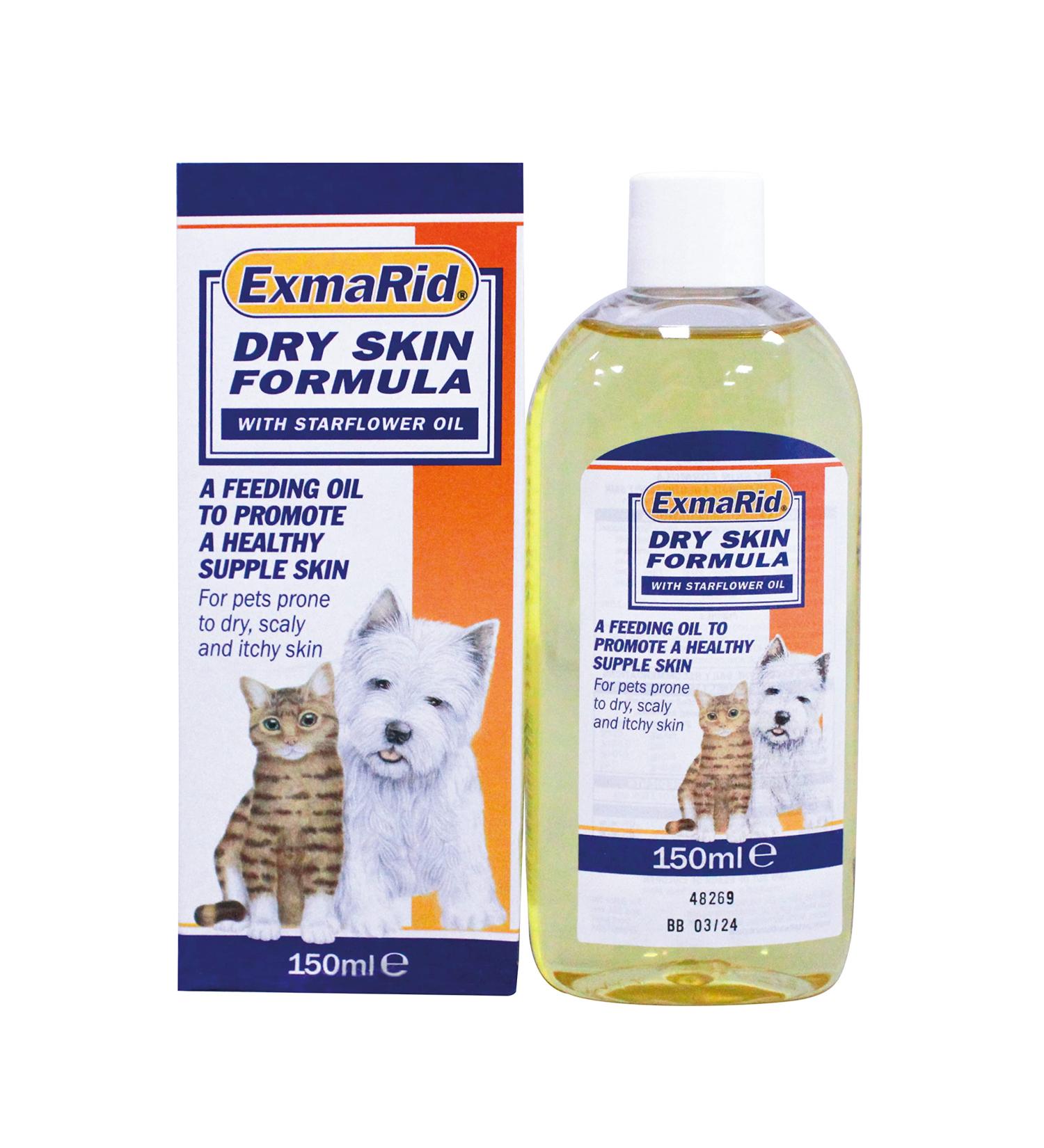 Exmarid Dry Skin Formula Supplement for Dogs with Starflower Oil - Moisture for Dry and Itchy Skin Relief Promotes Healthy Skin (150ml) - Buy Online on GoSupps.com