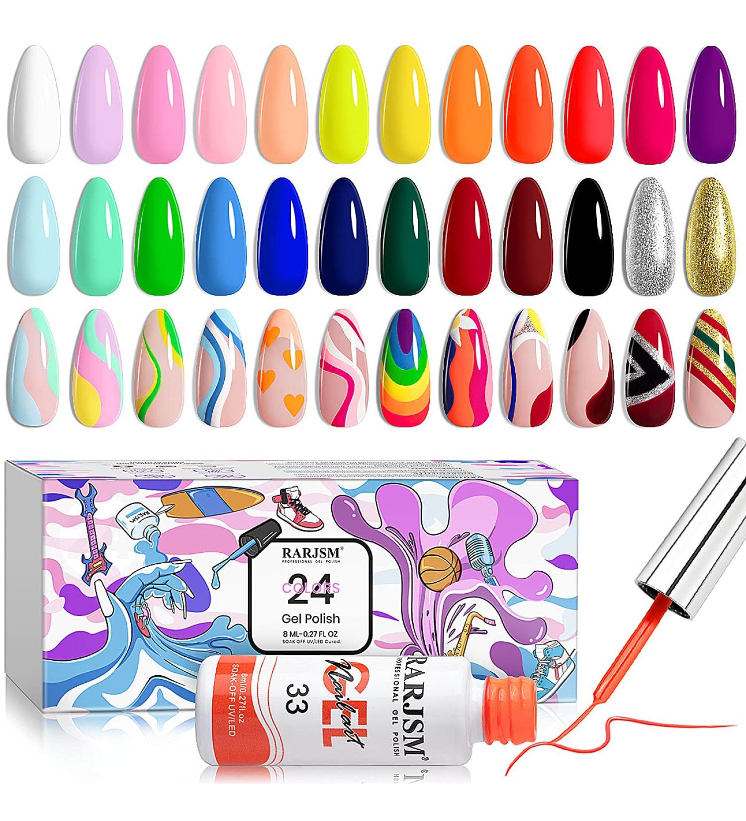 Buy RARJSM Nail Art Gel Liner Set - 24 Colors for Nail Art Design | Soak Off UV LED Curing | Glitter & Creative Painting - Buy Online on GoSupps.com