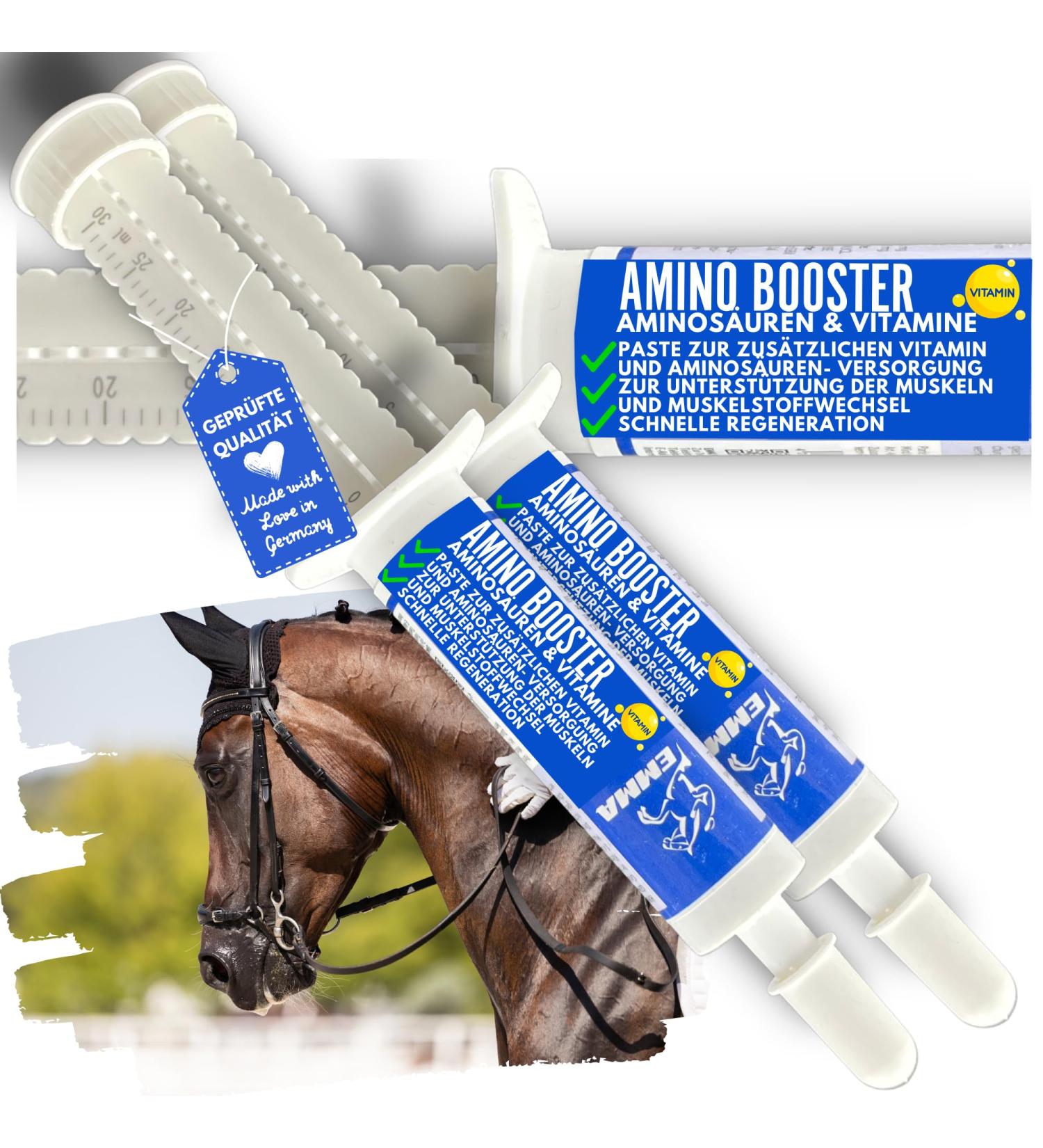 Premium Vitamin Paste for Horses | Amino Acids & Energy Booster | Muscle Regeneration & Performance | 3x30ml - Buy Online on GoSupps.com