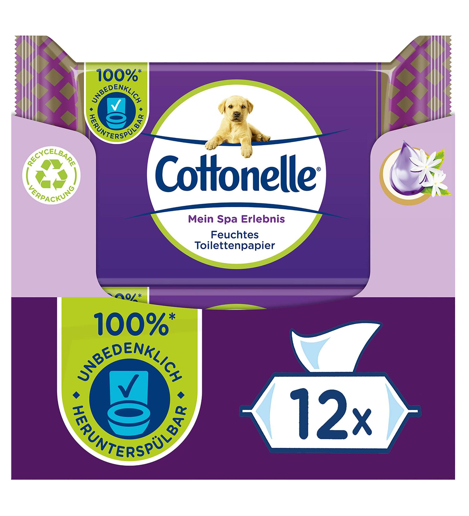 Cottonelle Moist Toilet Paper - My Spa Experience Silk & Jasmine Biodegradable & Plastic-Free Wet Wipes | 12x42 Advantage Pack - Buy Online on GoSupps.com