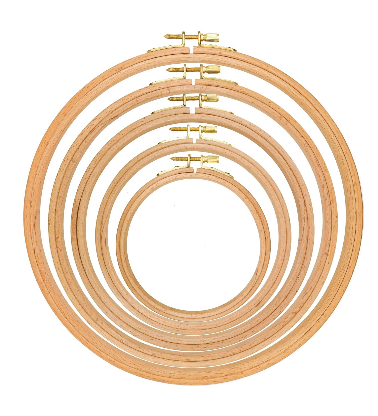 Beech Wood Embroidery Hoop Set - 5pc 5-9 Inch Round Cross Stitch Hoops for Art, Craft, Sewing | Wooden Embroidery Hoops for Hanging - Buy Online on GoSupps.com