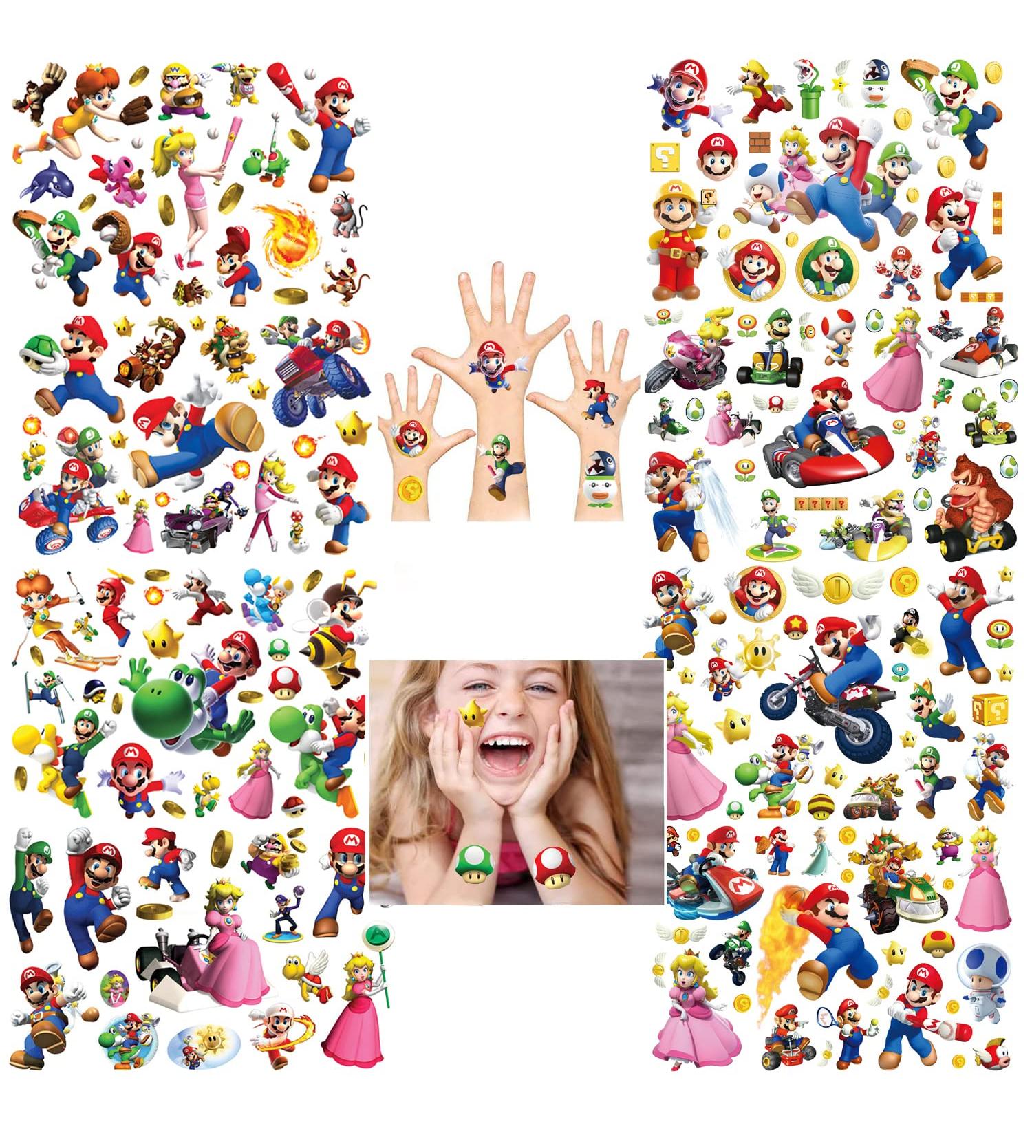 Super Mario Bros Temporary Tattoo 8 Sheets - Kids Waterproof Tattoo Stickers for Mario Theme Birthday Party Favors - Buy Online on GoSupps.com