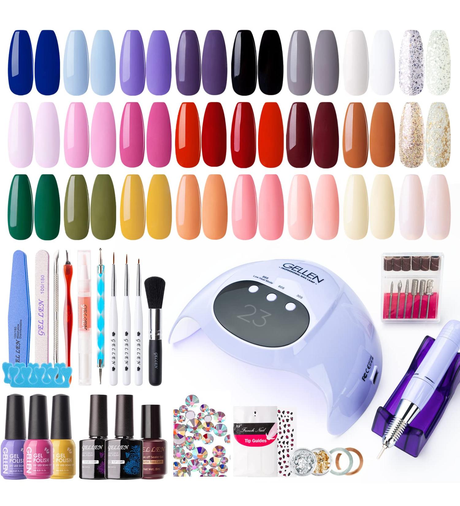 Gellen Gel Nail Polish Kit with UV Light, Nail Drill & 24 Colors Christmas Gel Polish - 72W Nail Dryer & Professional Nail Art Decorations - Manicure Tools for Home/Salon DIY Set - Buy Online on GoSupps.com