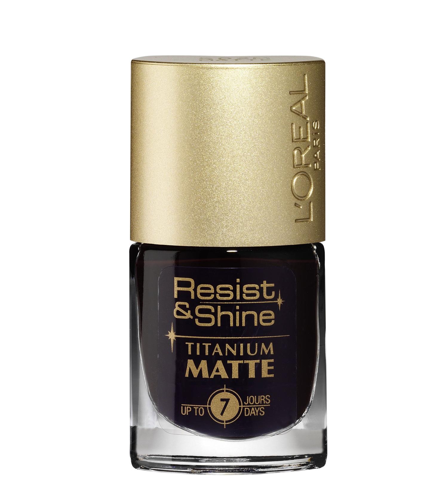 L 'Oreal Resist & Shine Titanium Matte Nail Polish 502 Burgundy Black