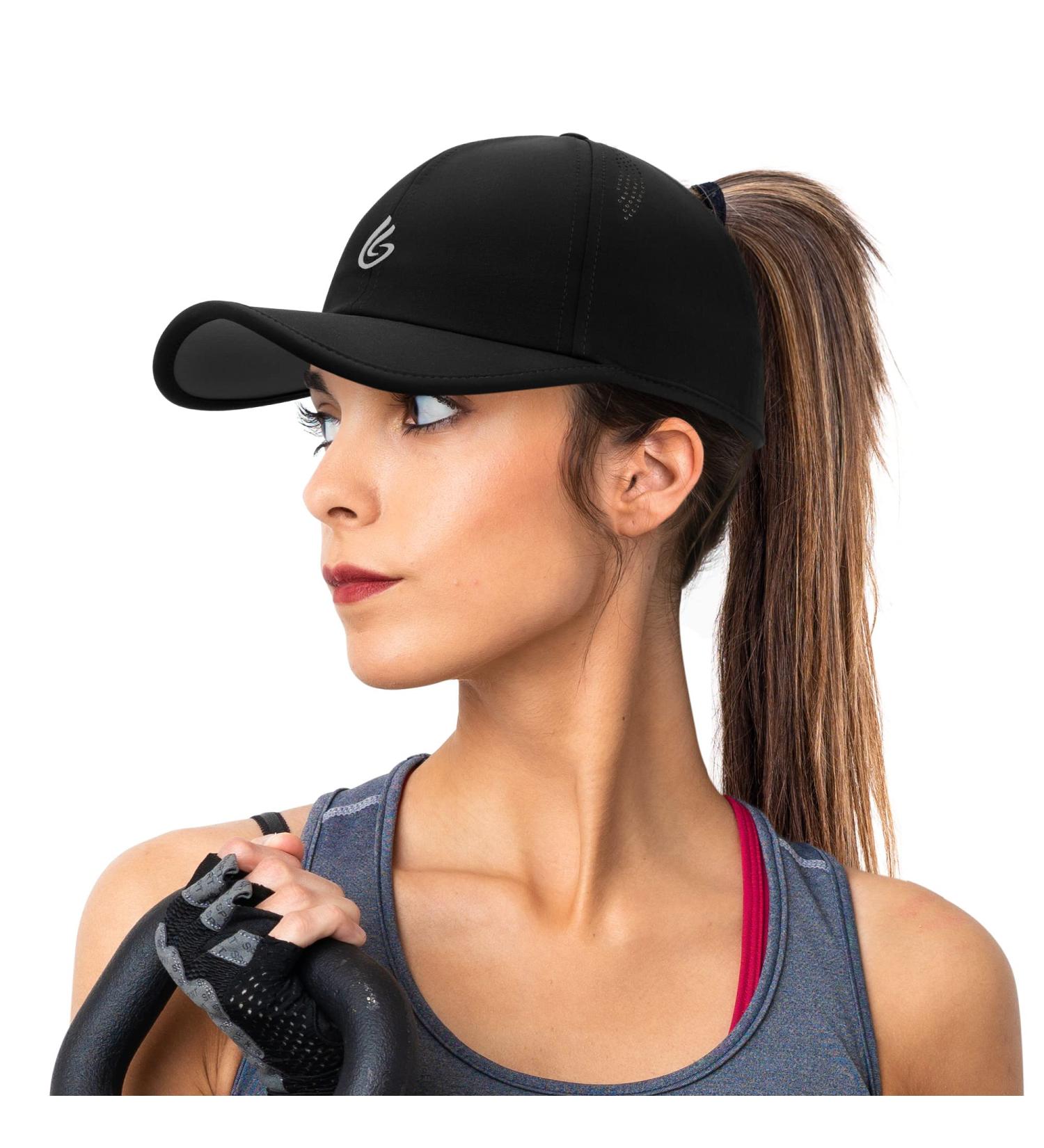 Gisdanchz Women's Adjustable Baseball Cap with Ponytail Hole - Performance Black Cap (55-57) | International Shipping Available - Buy Online on GoSupps.com