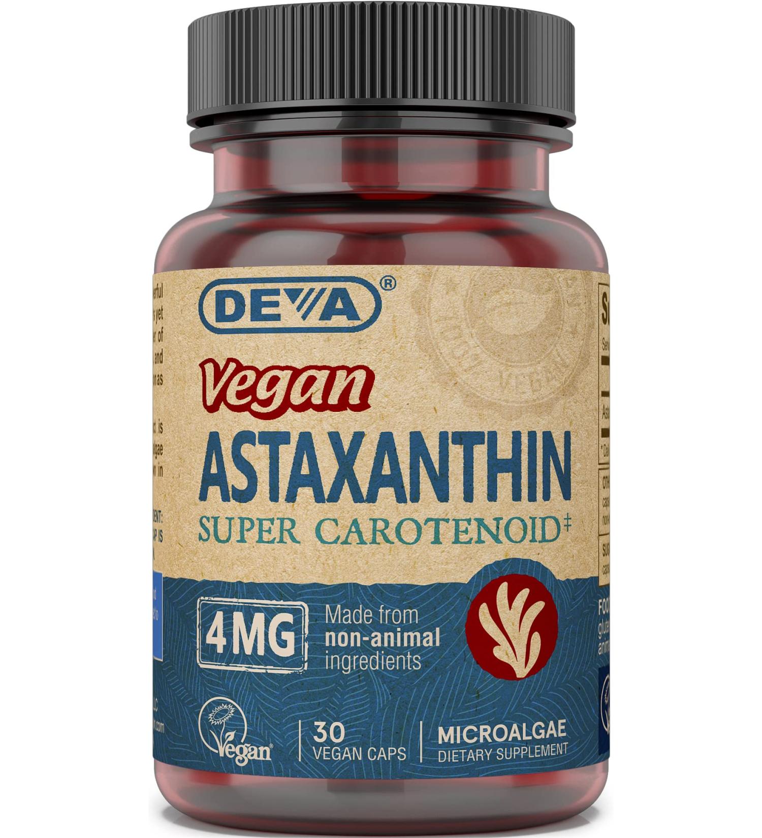 DEVA Nutrition Vitamins Astaxanthin 4mg Vegan Super Anti-Oxidant Protection for Skin Eyes Joints & Inflammation from Non-GMO Haematococcus Pluvialis Microalgae 30 Capsules 30 Count (Pack of 1) - Buy Online on GoSupps.com