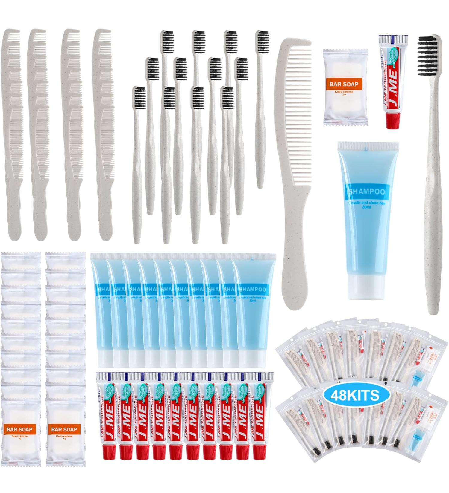 48 Sets Basic Toiletry Kits - Bulk Personal Hygiene Kits for Travel Charity and Hotels | Essentials for Men & Women - Disposable Toothbrush Toothpaste Shampoo Soap - Buy Online on GoSupps.com