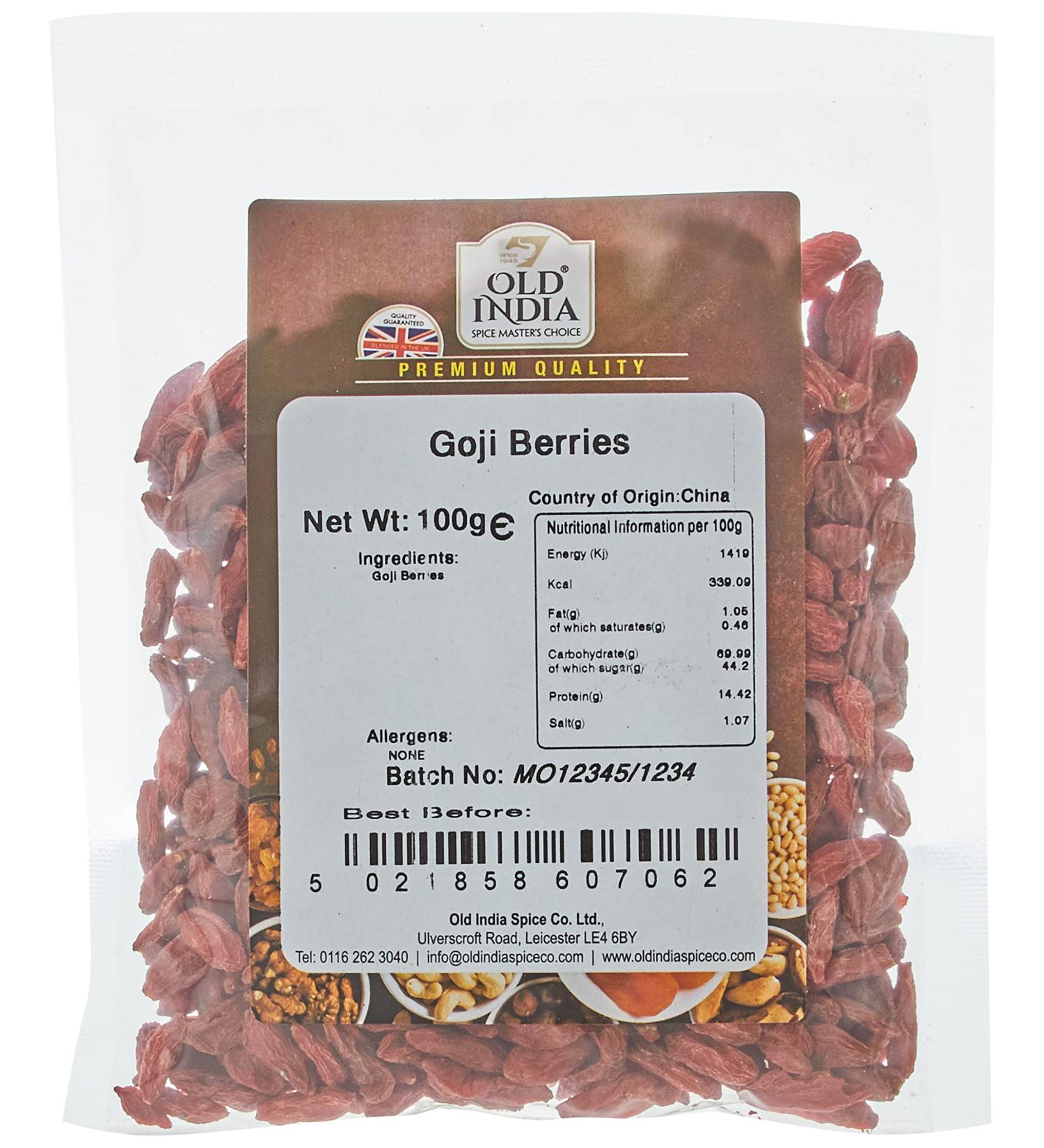 Old India Goji Berries 100g - Buy Online on GoSupps.com