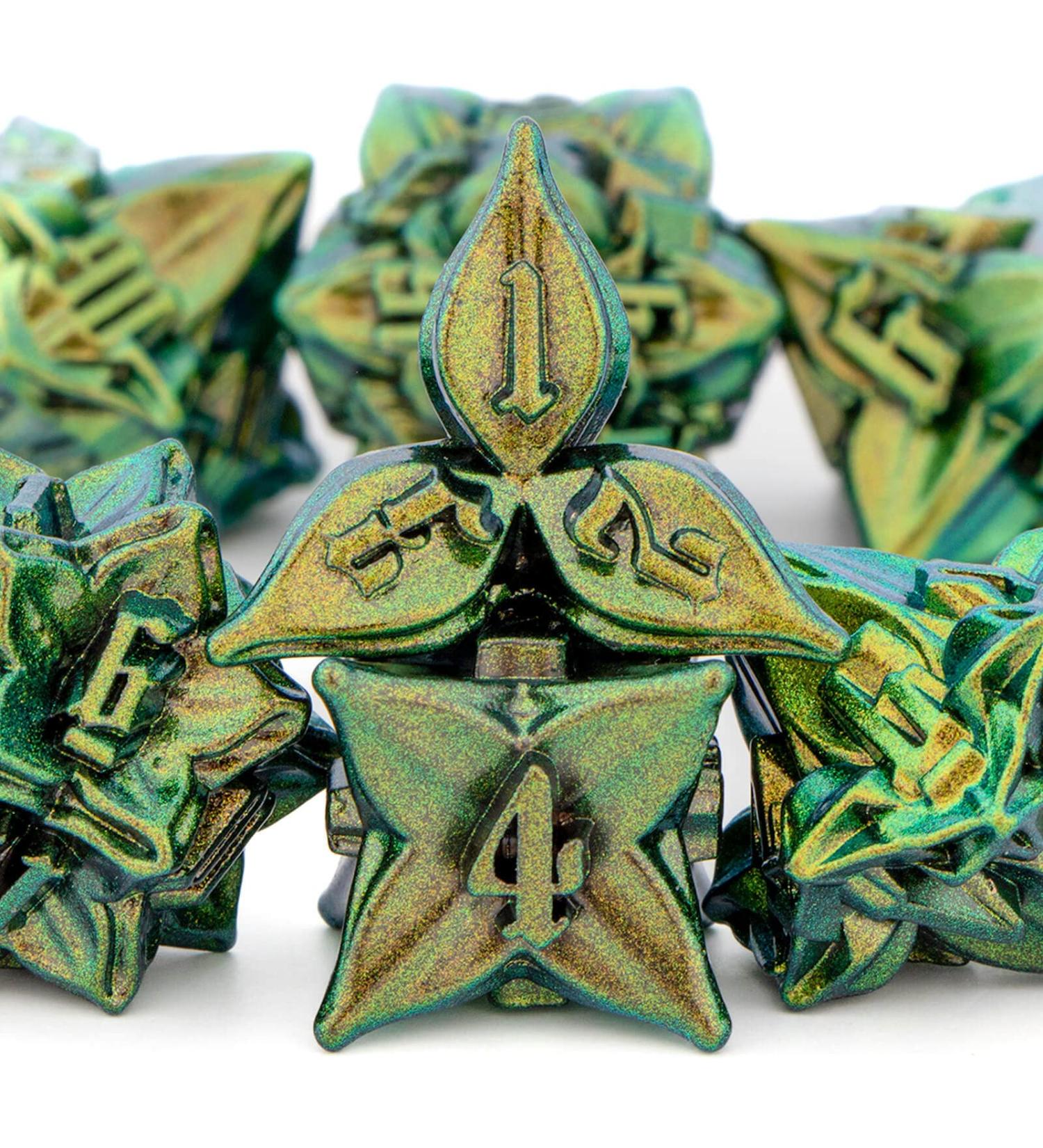KERWELLSI Metal Dice Set - Unique Leaf Design D&D Dice with Cool Box | Handmade Polyhedral Dice for RPG Games - Buy Online on GoSupps.com
