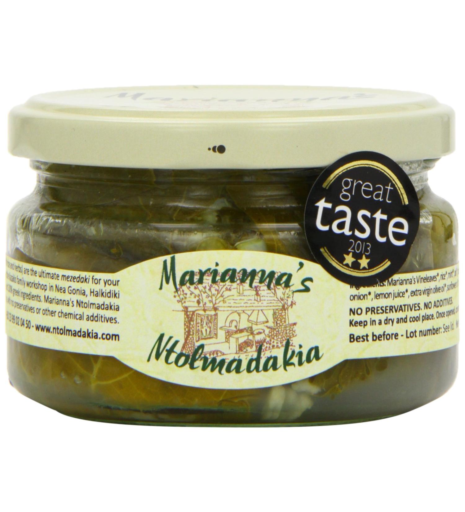 Marianna's Greek Organic Stuffed Vineleaves with Rice - Dolmadakia 200g | Authentic Greek Recipe - Buy Online on GoSupps.com