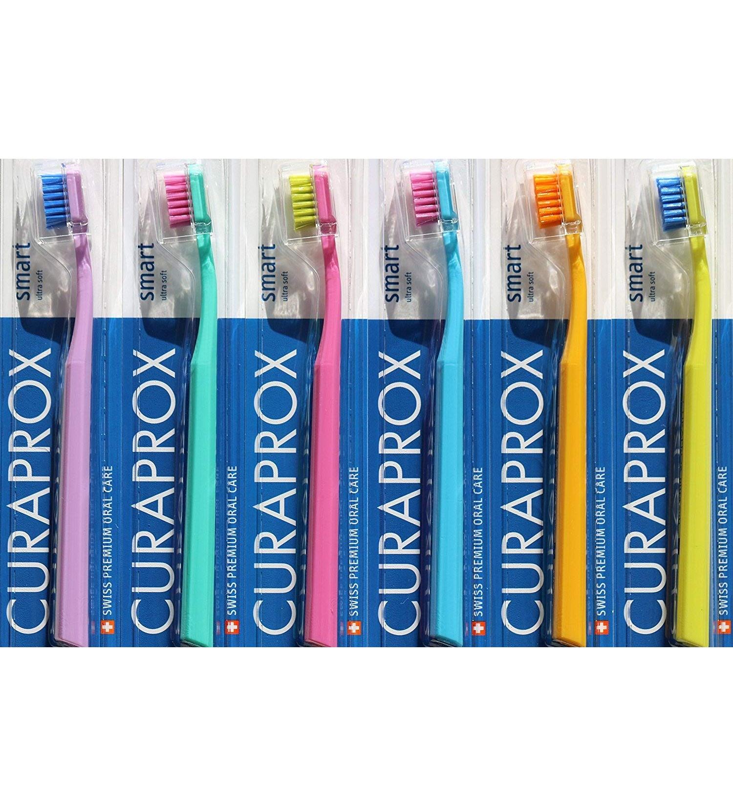 Smart toothbrush for children and adults with a small mouth very soft 6 high -quality burdens beautiful colors for boys/her & girl/you.Curaprox 7600 Ultra Soft Smart (colors vary)