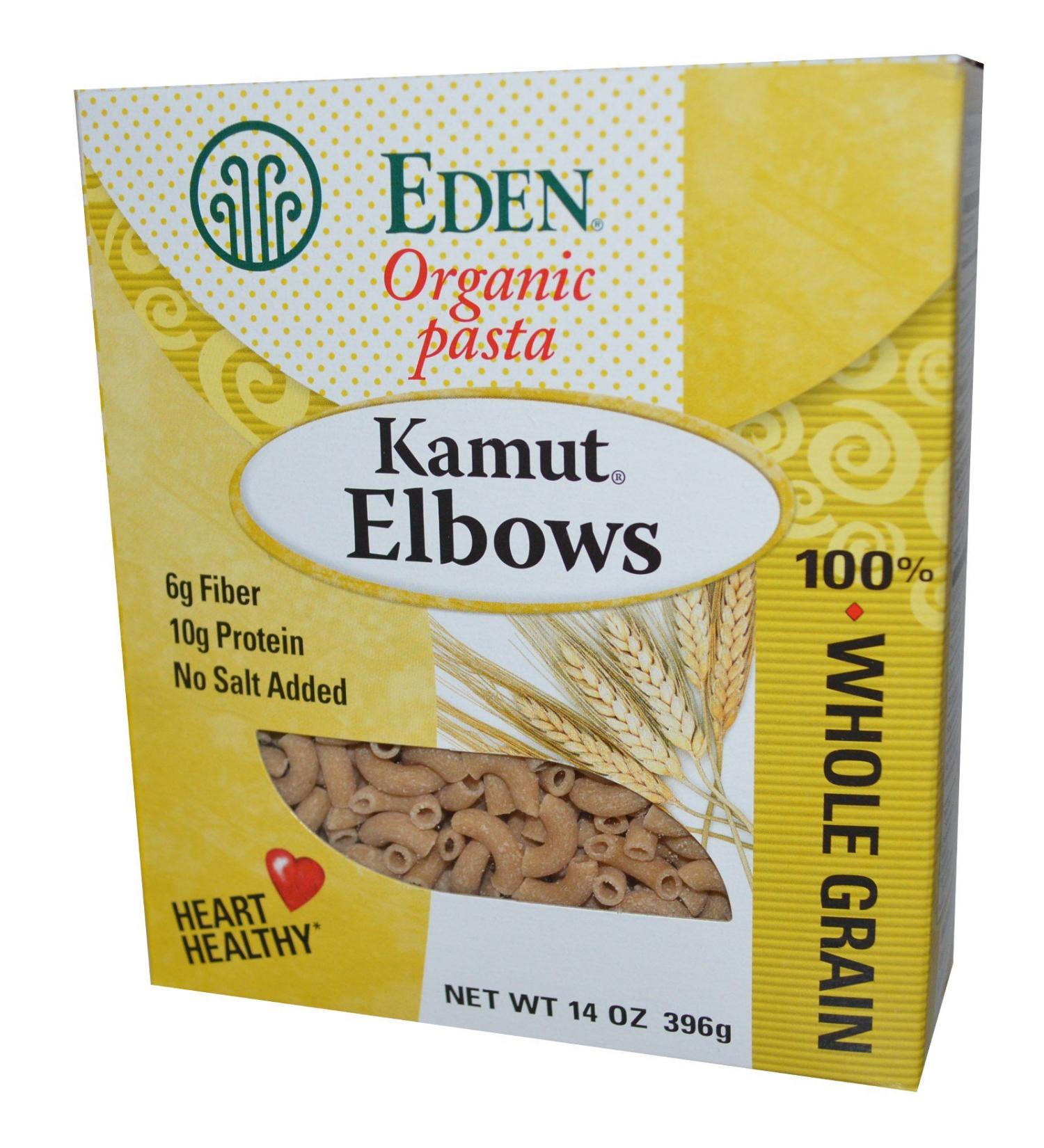 Eden Organic Kamut Elbows, 14 oz, 100% Whole Grain, Non-GMO, Macaroni Cut
