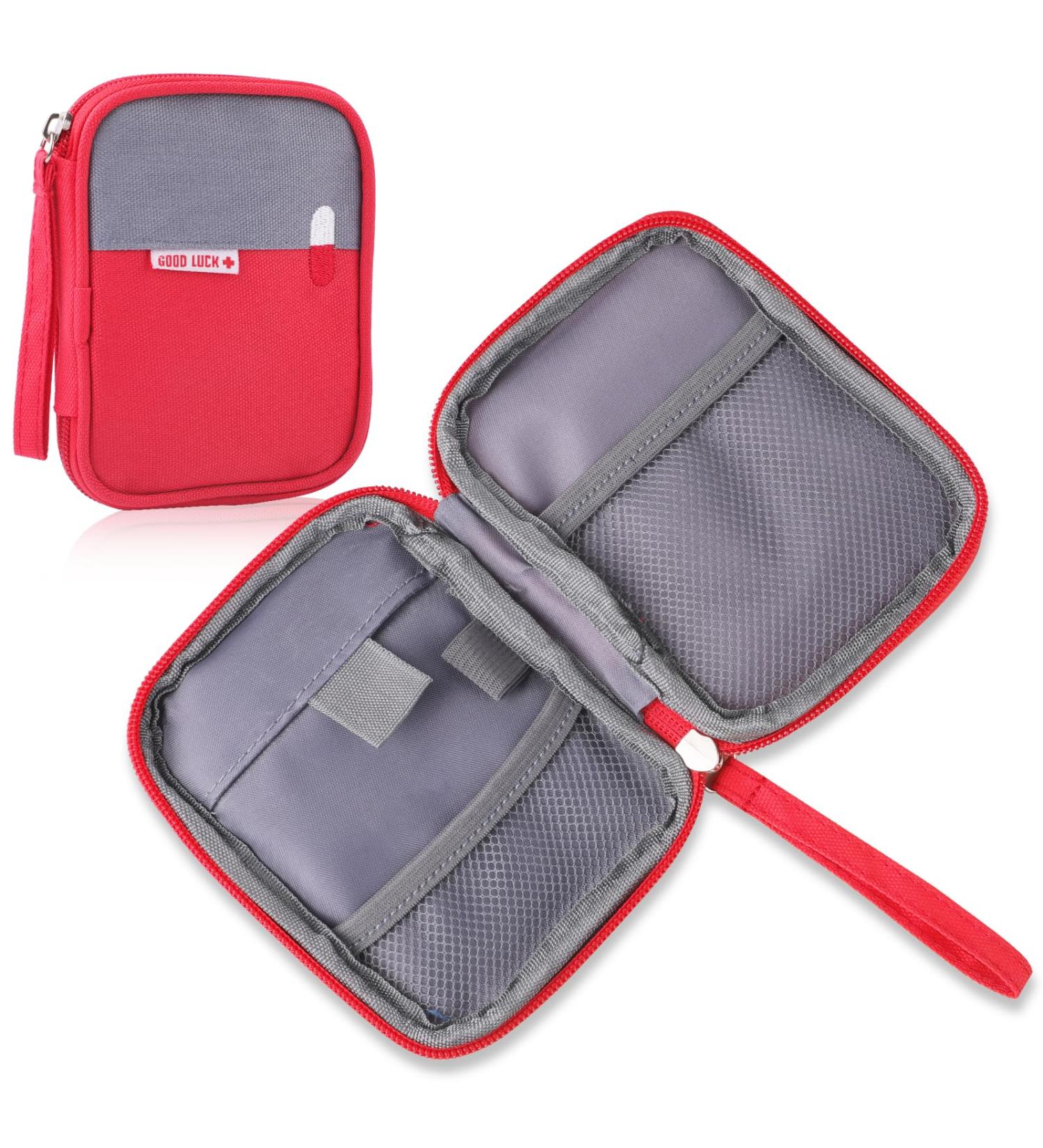 Tikplus Travel Pharmacy Bag - Portable Waterproof Mini First Aid Bag for Home & Camping - Emergency Medication Pocket (Red) - Buy Online on GoSupps.com