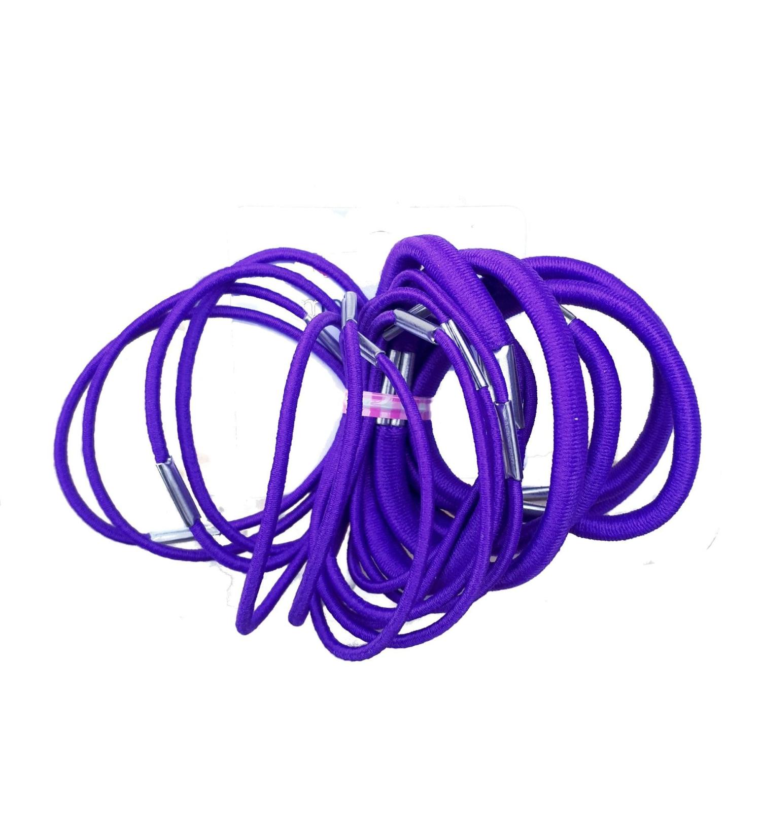 18 Purple Thick And Thin Hair Elastics Hair Bands Bobbles School Colours for Women Girls by Glitz4Girlz