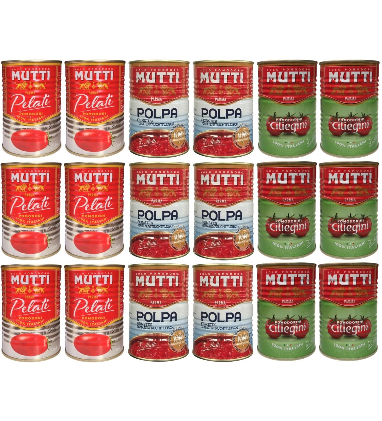 Buy Mutti Tomato Package - Pomodorini Ciliegini Pomodori Pelati & Polpa (6 x 400g) | International Shipping Available - Buy Online on GoSupps.com